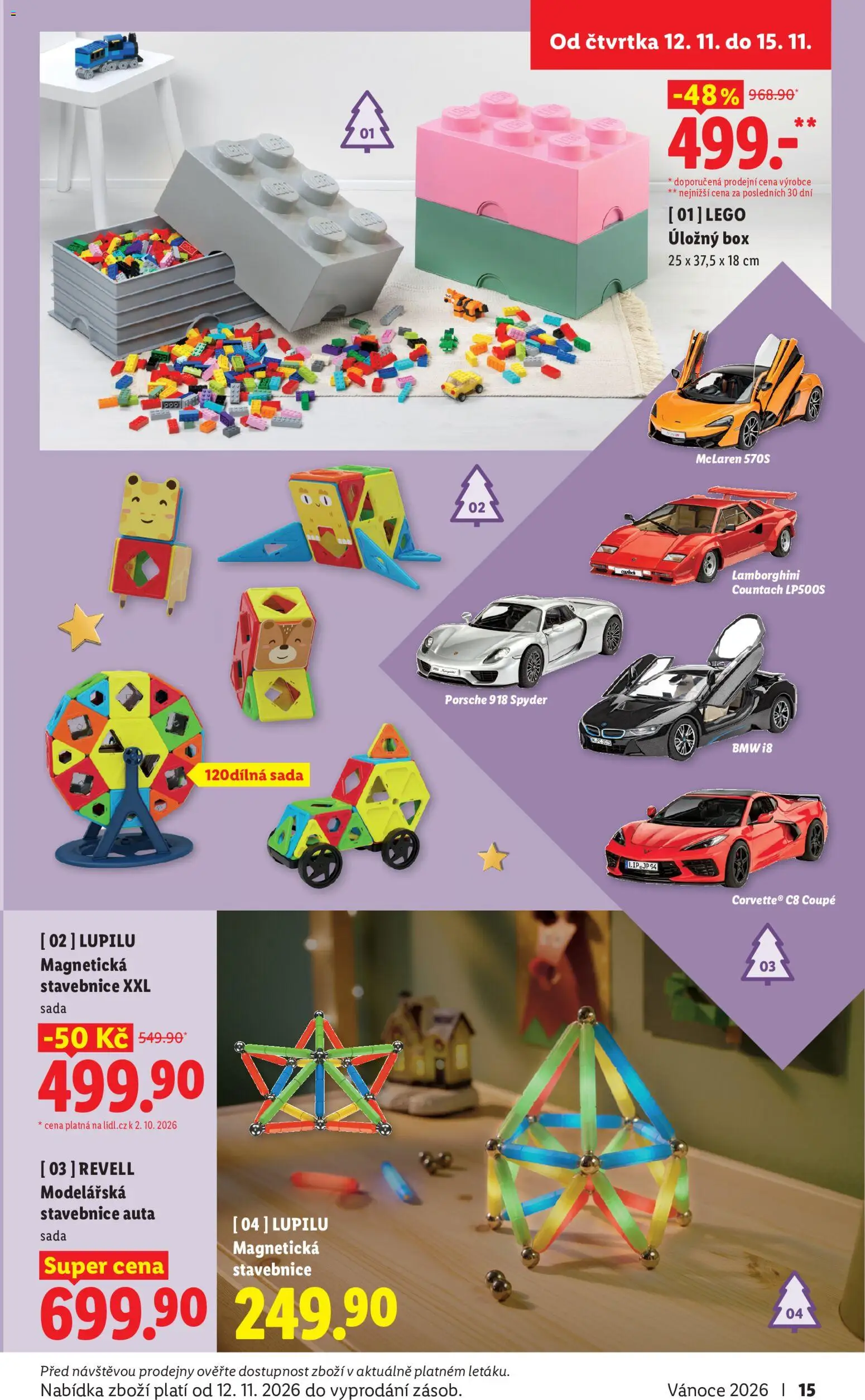 Lidl leták - Vánoční inspirace 2026 od 19.10.2026 | Strana: 15 | Produkty: LEGO, Úložný box, Stavebnice, Magnetická stavebnice