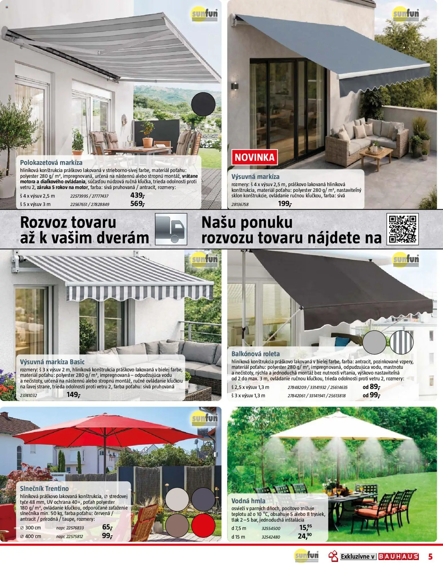 Nové Bauhaus akcie – leták je platný od 29.06.2026 | Strana: 5 | Produkty: Slnečník