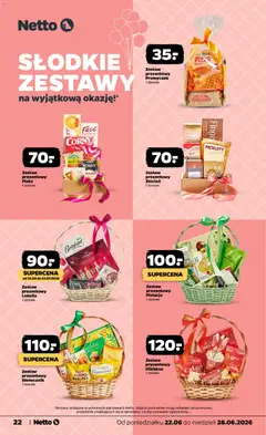Pogląd oferty "Netto gazetka od poniedziałku spożywcza" - ważna od 22.06.2026 | Strona: 22 | Produkty: Wafle, Cappuccino, Słonecznik, Pizza