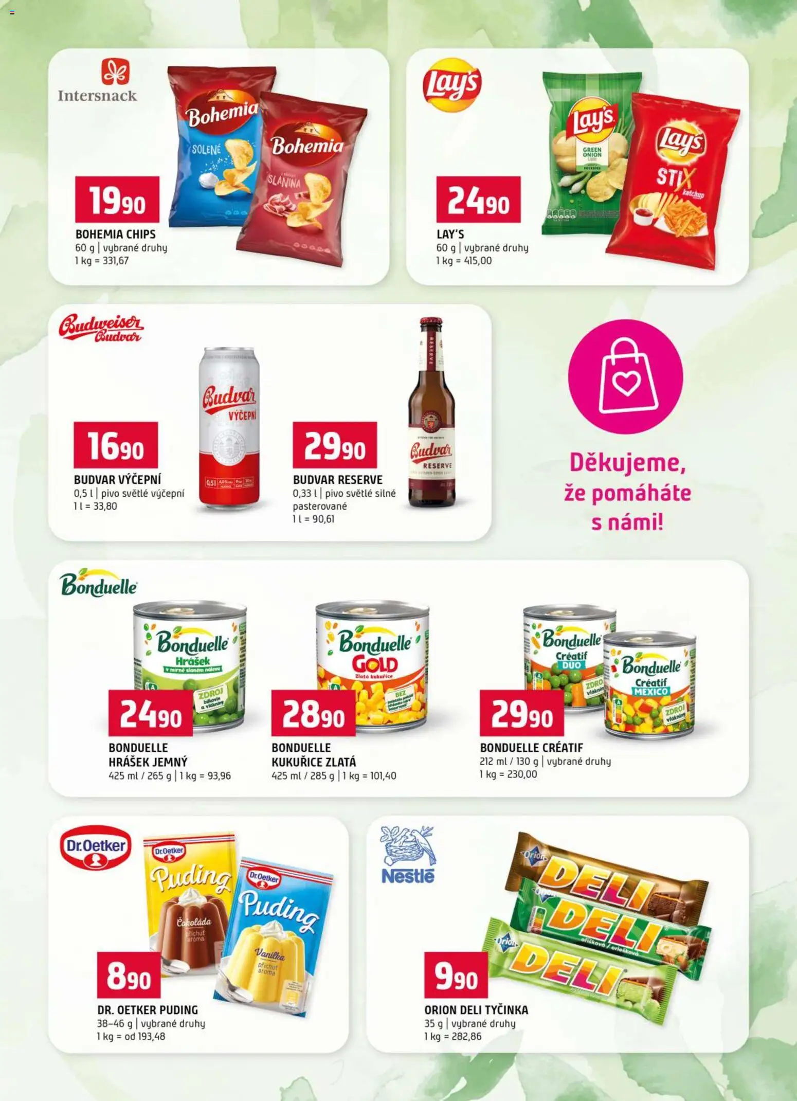 Terno leták - Nákup pro dobrou věc od 07.10.2026 | Strana: 4 | Produkty: Čokoláda, Pivo, Puding, Bohemia chips