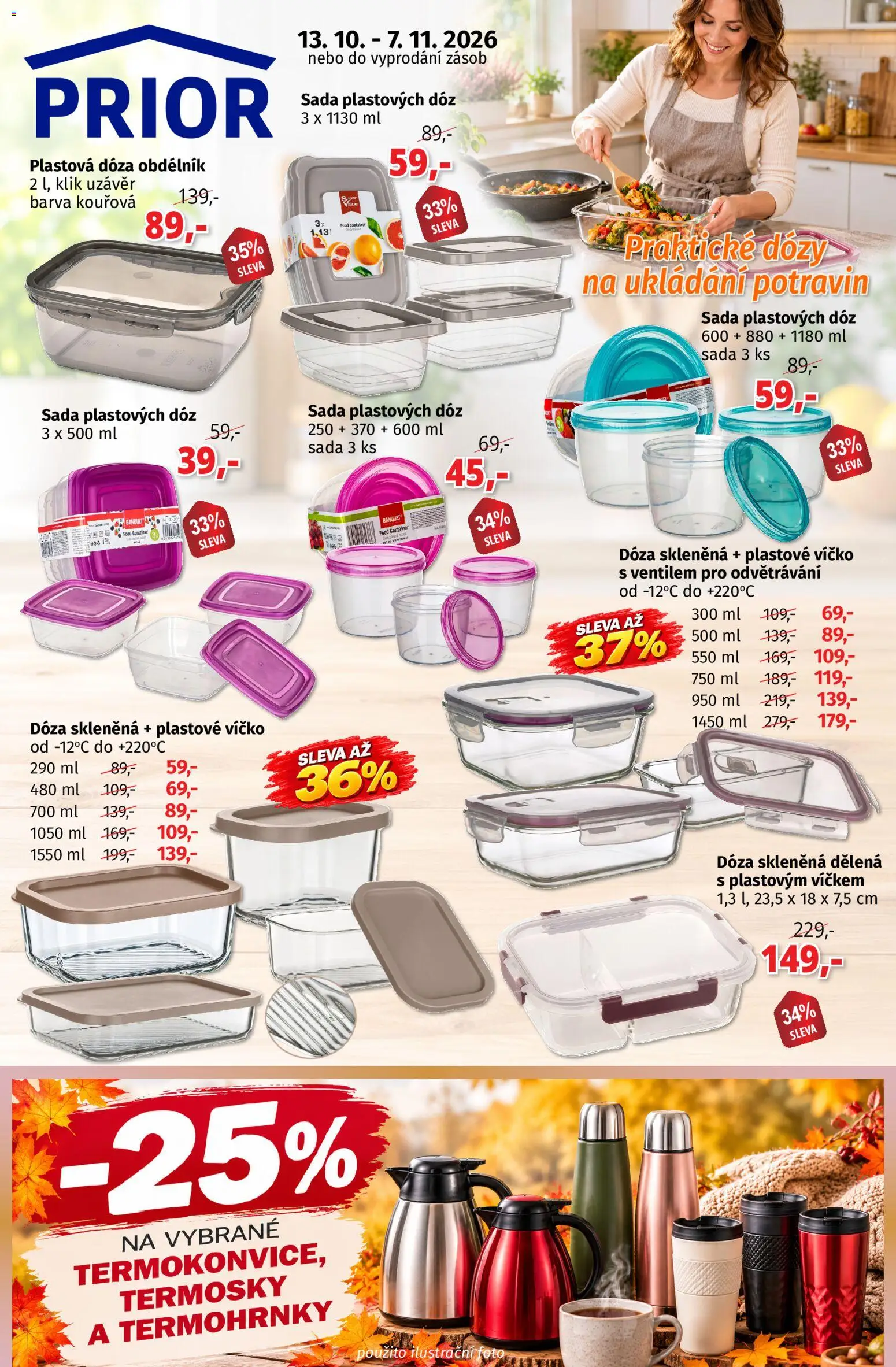 Prior - Praktické Dózy na Ukládání Potravin od 13.10.2026 | Strana: 1 | Produkty: Dózy, Dóza