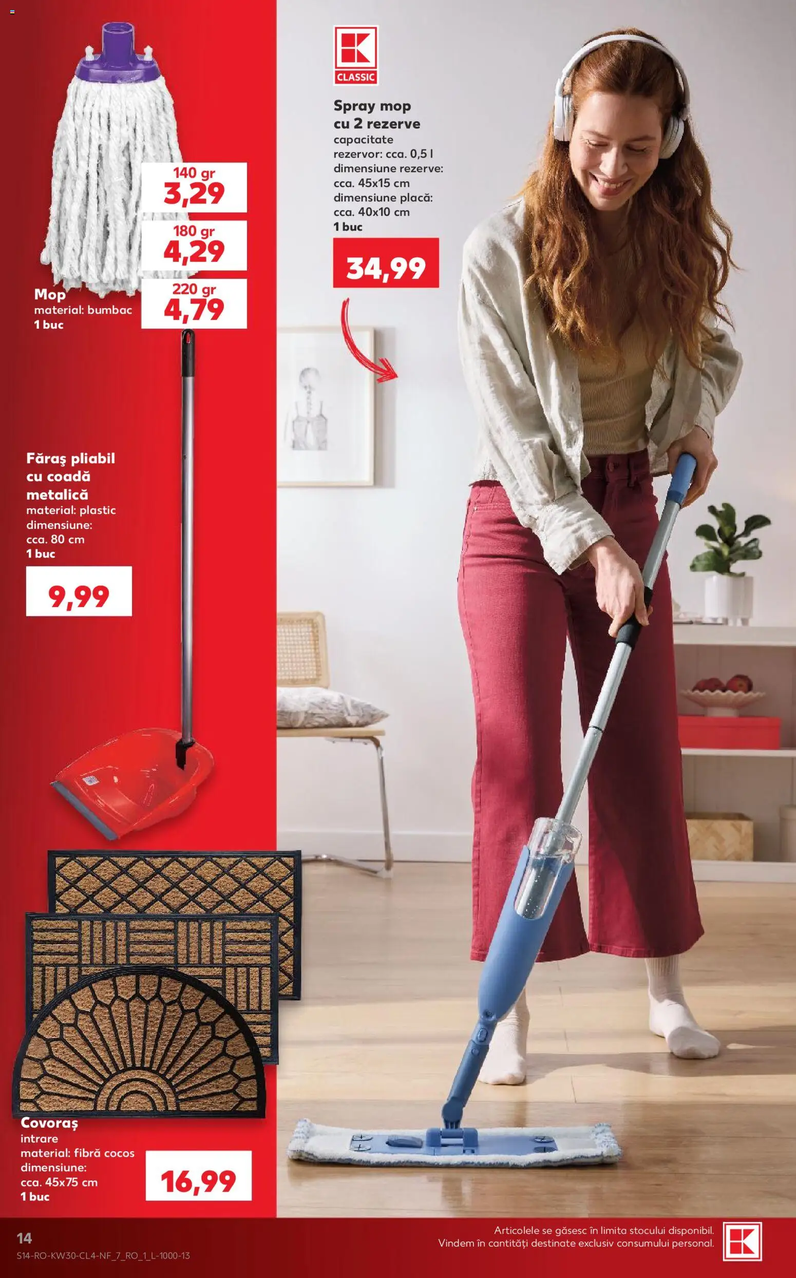Noul catalog Kaufland – valabil de la 22.07.2026 | Pagină: 14 | Produse: Mop, Covoraș Intrare, Faras