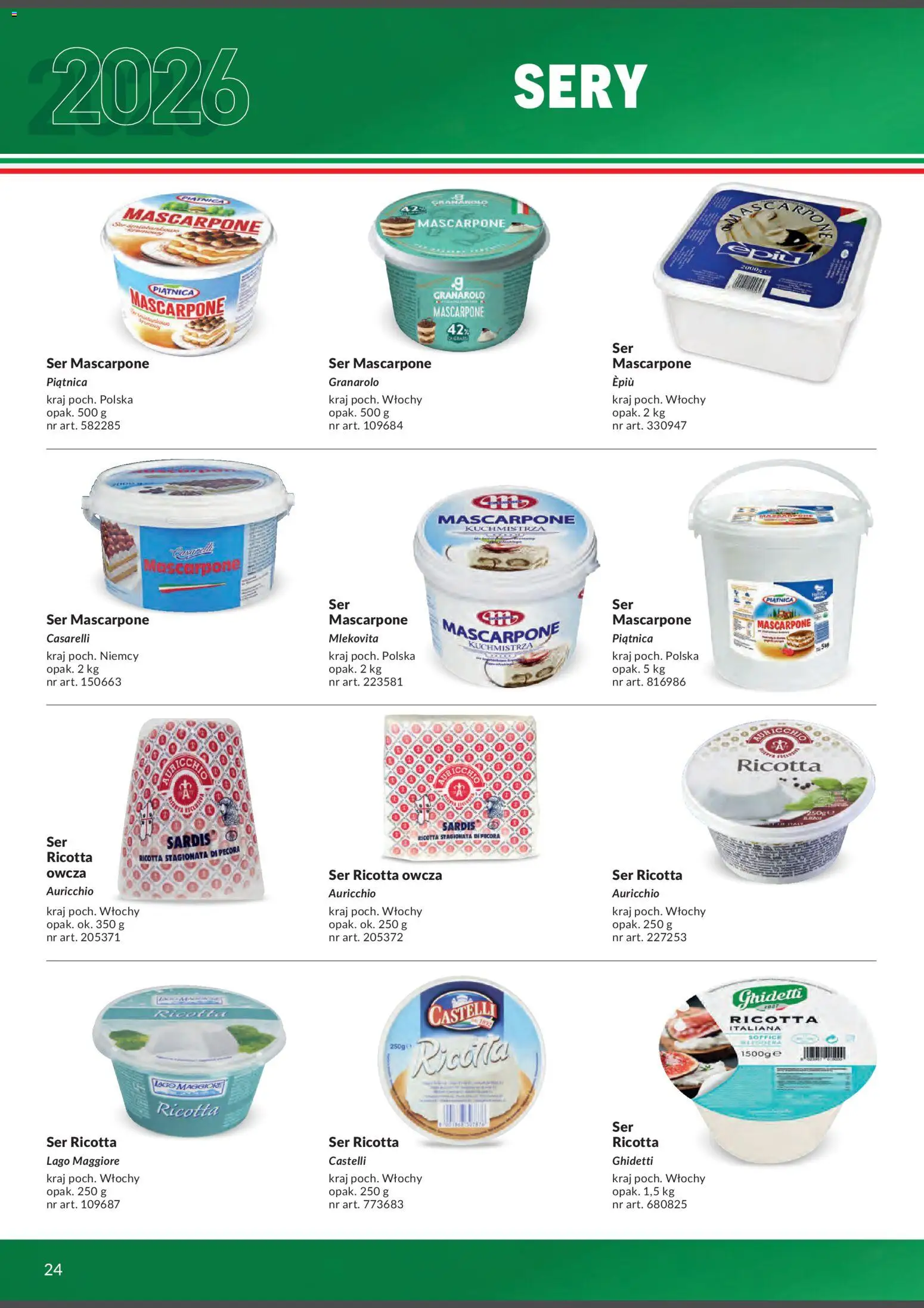 Makro Gazetka - Italia od 01.02.2026 | Strona: 24 | Produkty: Mascarpone, Sery, Ser, Ricotta