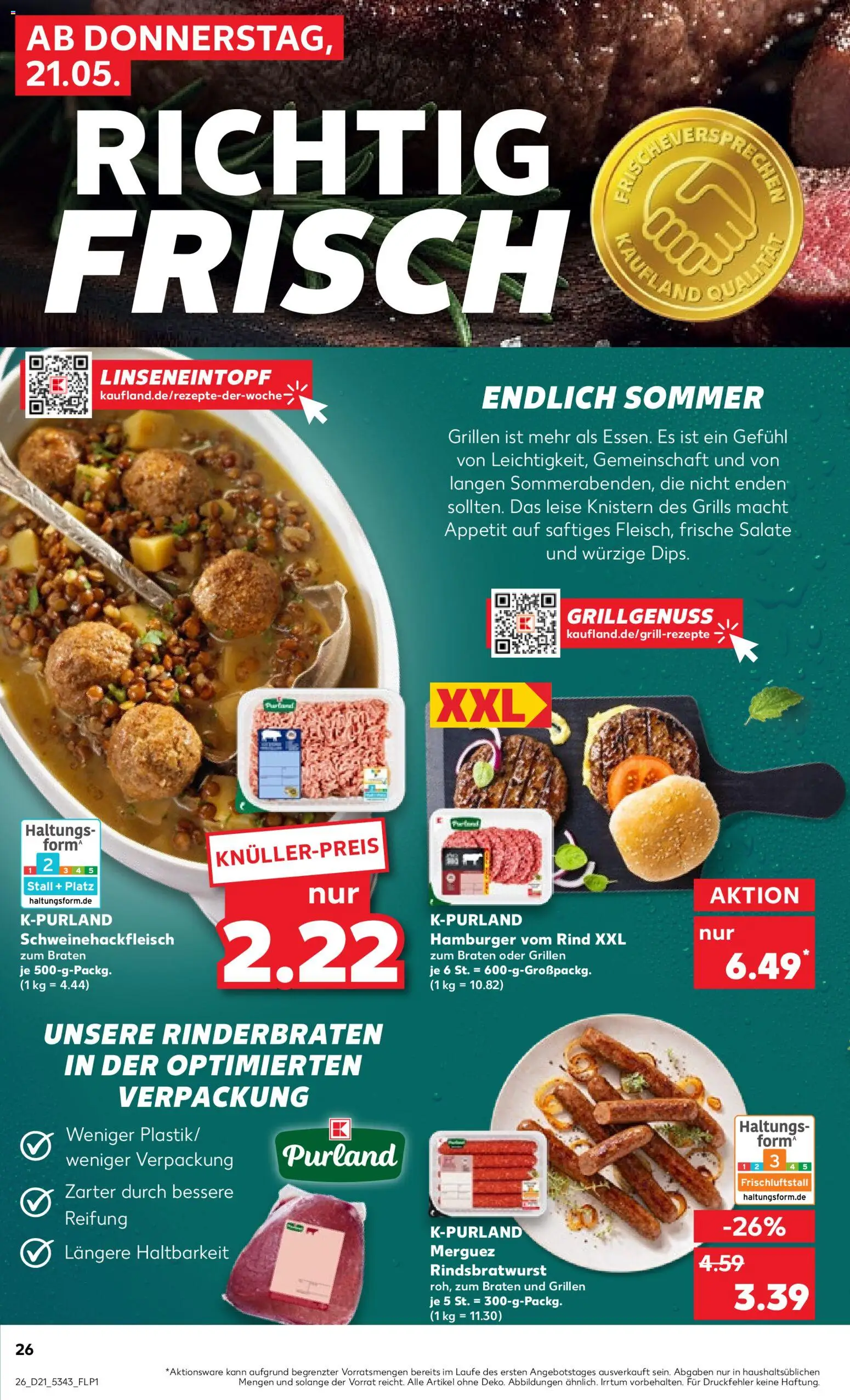 Kaufland Německo leták od 21.05.2026 | Strana: 26 | Produkty: Hamburger, Forma