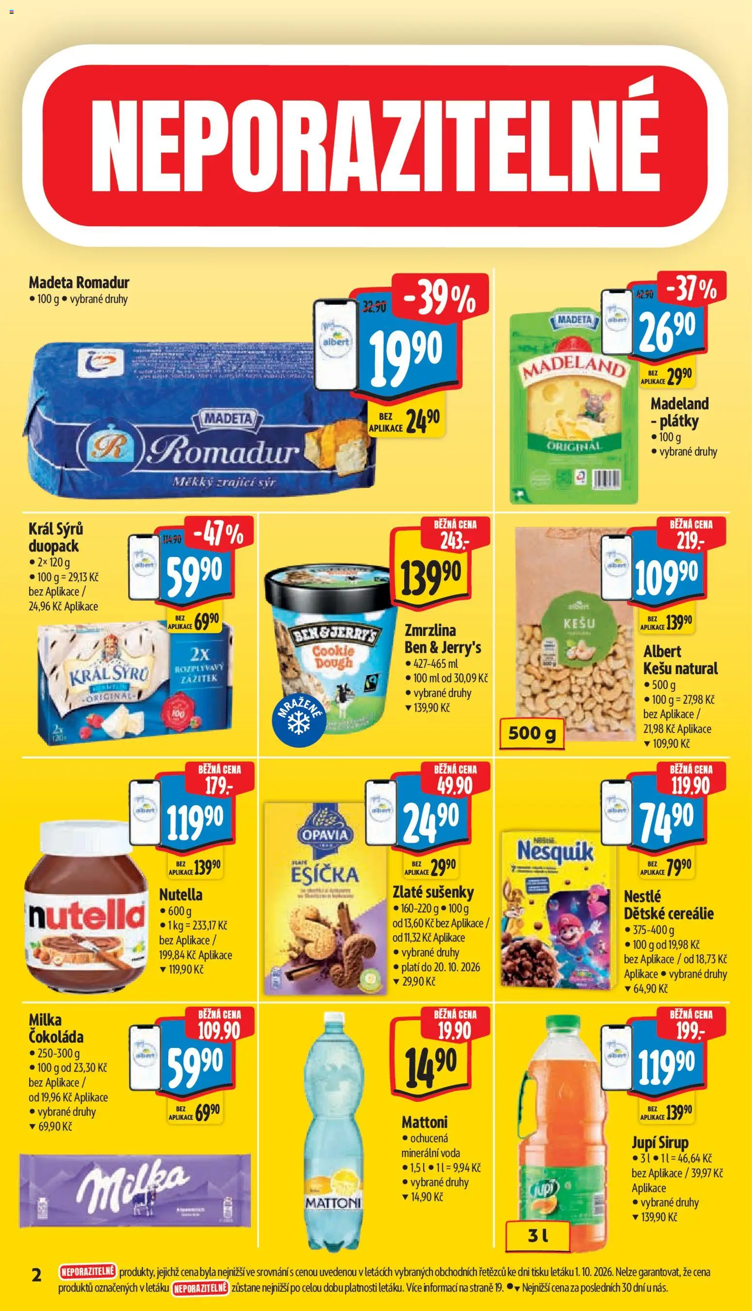 Albert leták - Supermarket Frenštát pod Radhoštěm od 07.10.2026 | Strana: 6 | Produkty: Mattoni, Zrající sýr, Ben & Jerry's zmrzlina, Esíčka