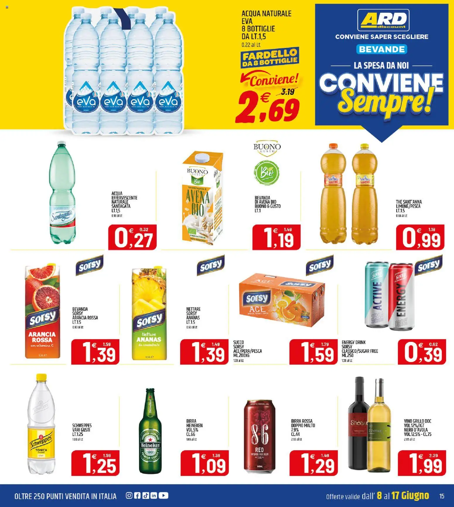 Volantino ARD Discount del 08.06.2026 | Pagina: 15 | Prodotti: Birra, Bevanda di avena, Vino, Ananas