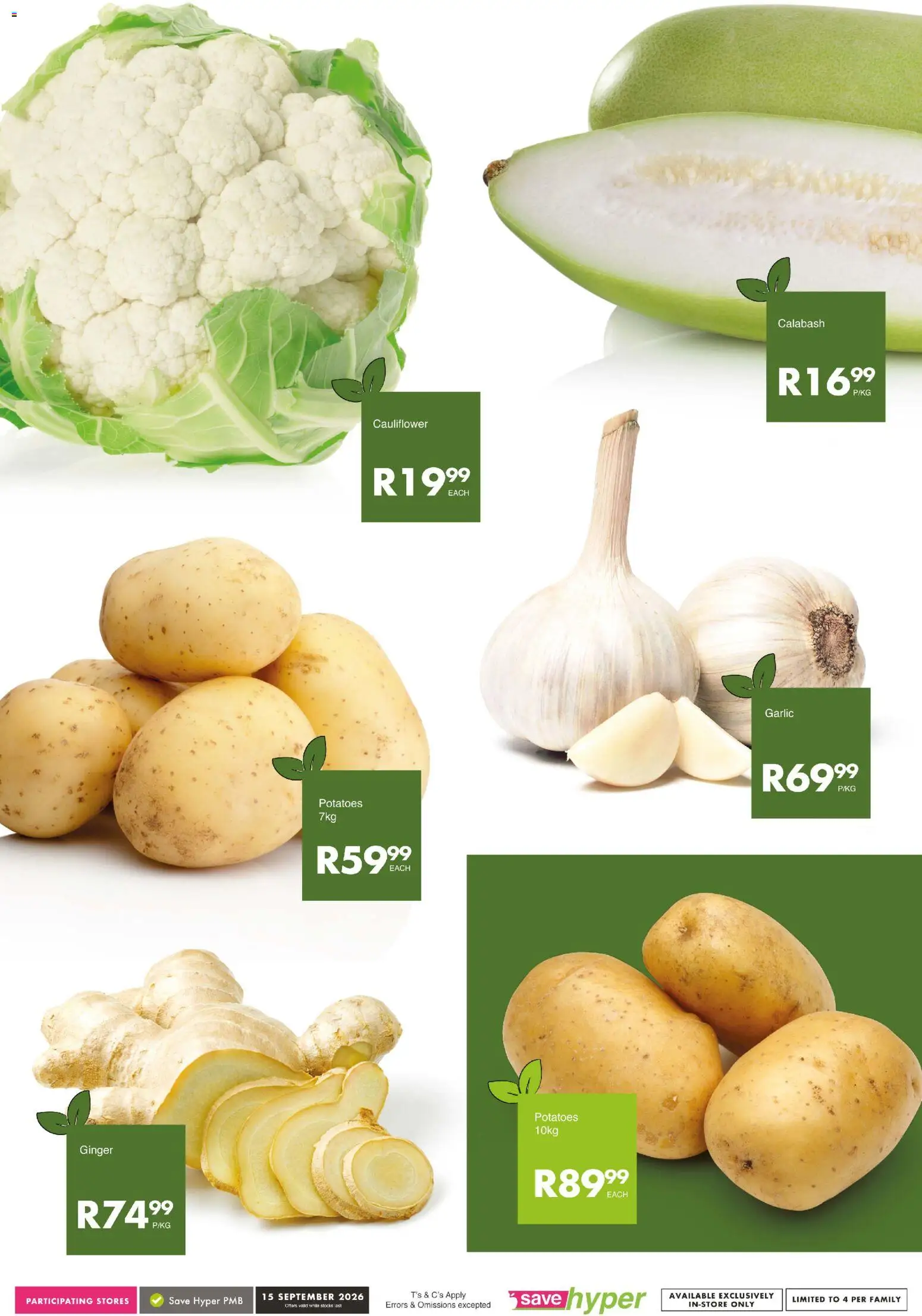 New Save catalogue – valid from 15/09/2026 | Page: 6 | Products: Cauliflower, Potatoes, Garlic