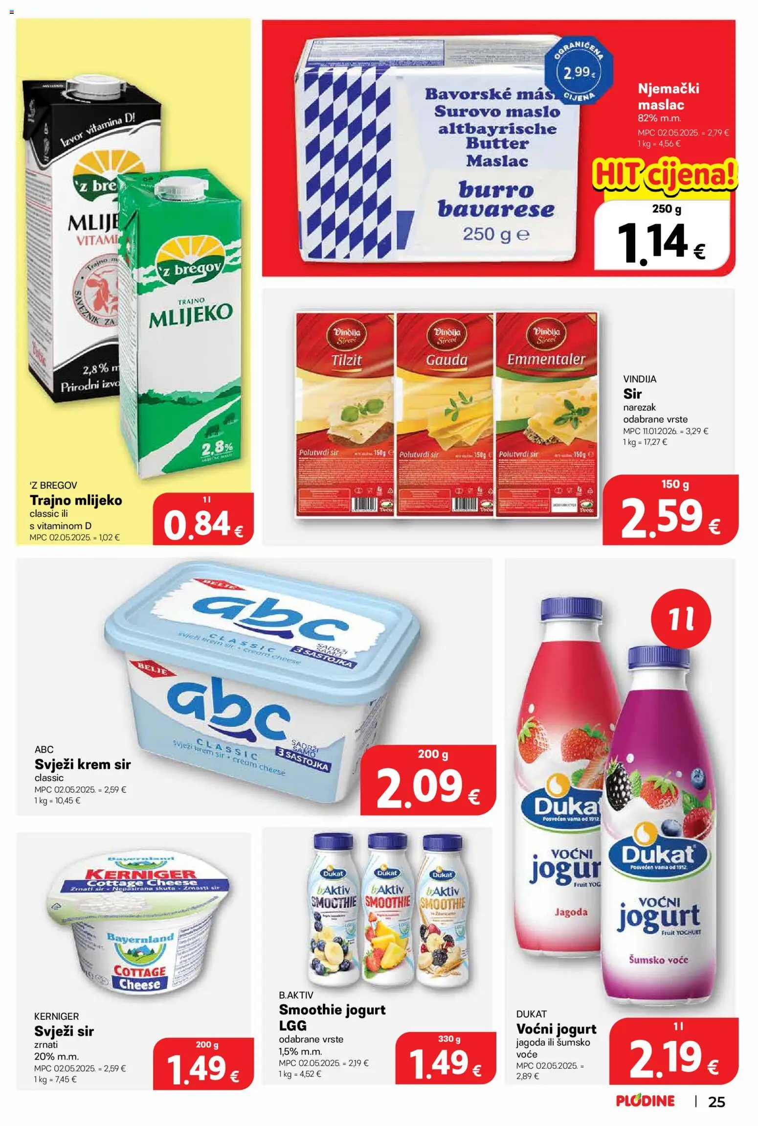 Plodine katalog | vrijedi od 20.05.2026 | Stranica: 27 | Proizvodi: Šumsko voće, Krem sir, Mlijeko, Jogurt