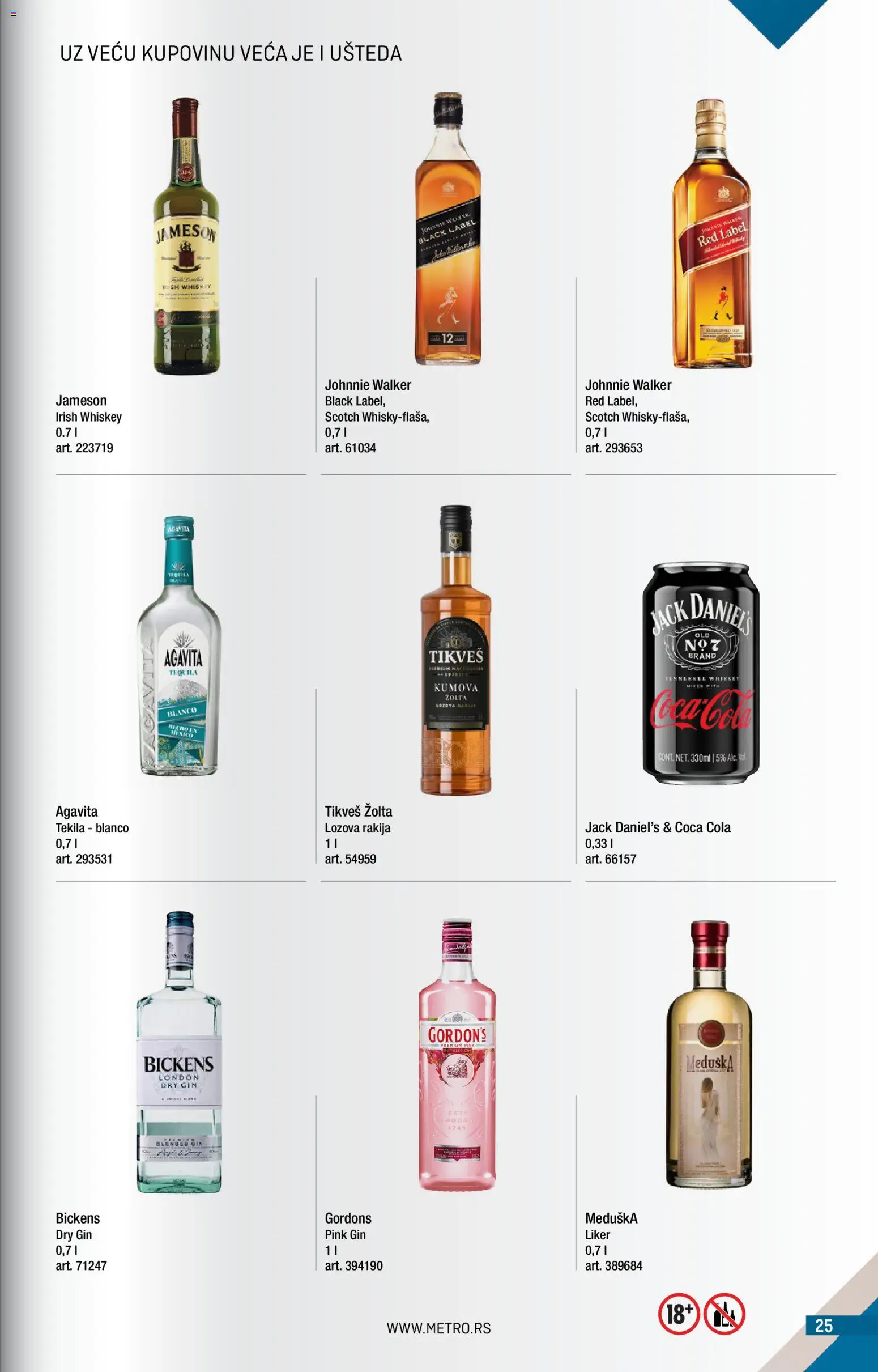 Metro katalog - važi od 01.11.2026 | Strana: 25 | Proizvode: Coca Cola, Rakija, Dry gin, Tekila
