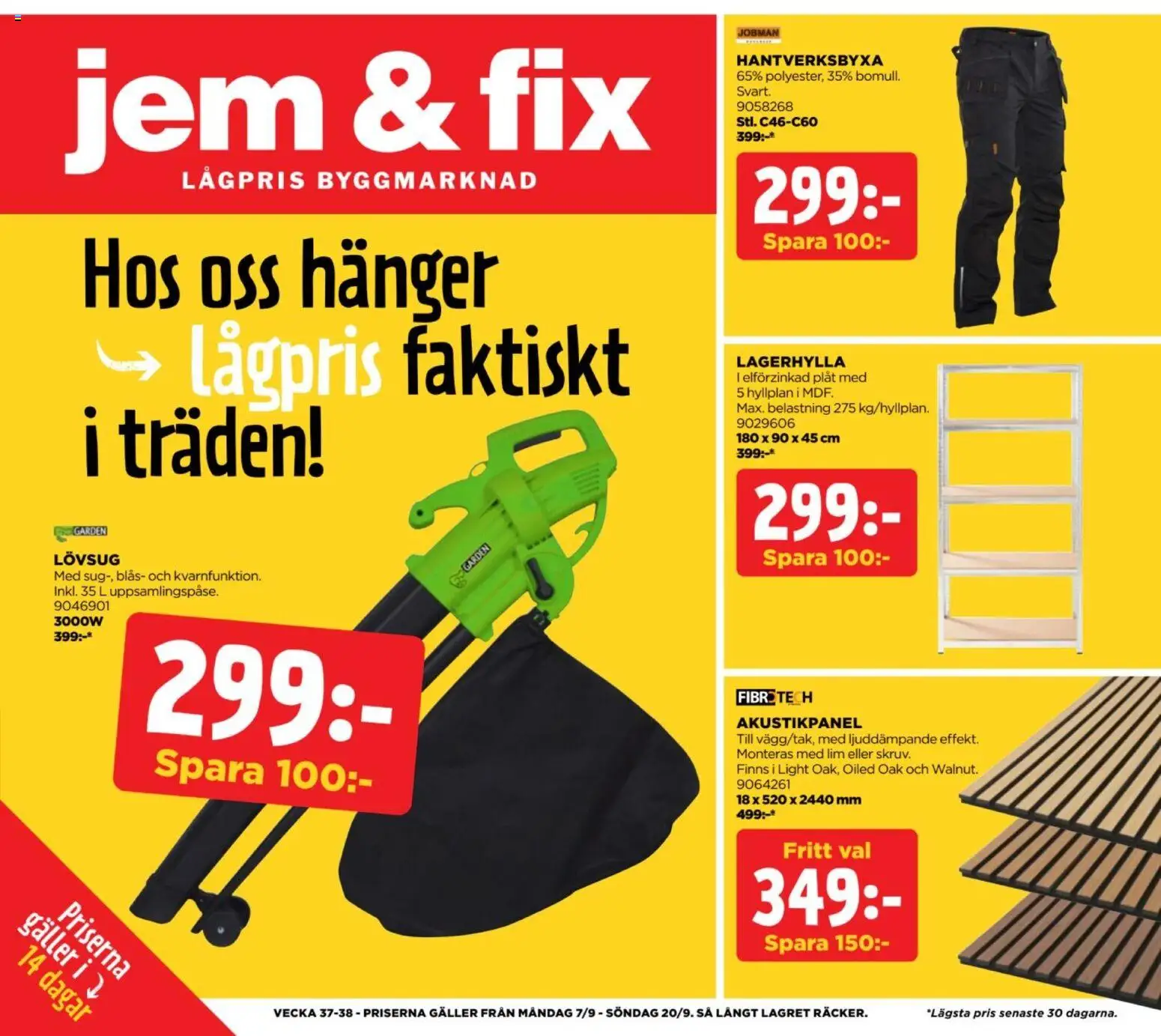 Jem & Fix reklamblad aktuell från 06/09/2026 | Sida: 1 | Produkter: Lövsug, Galler, Lim