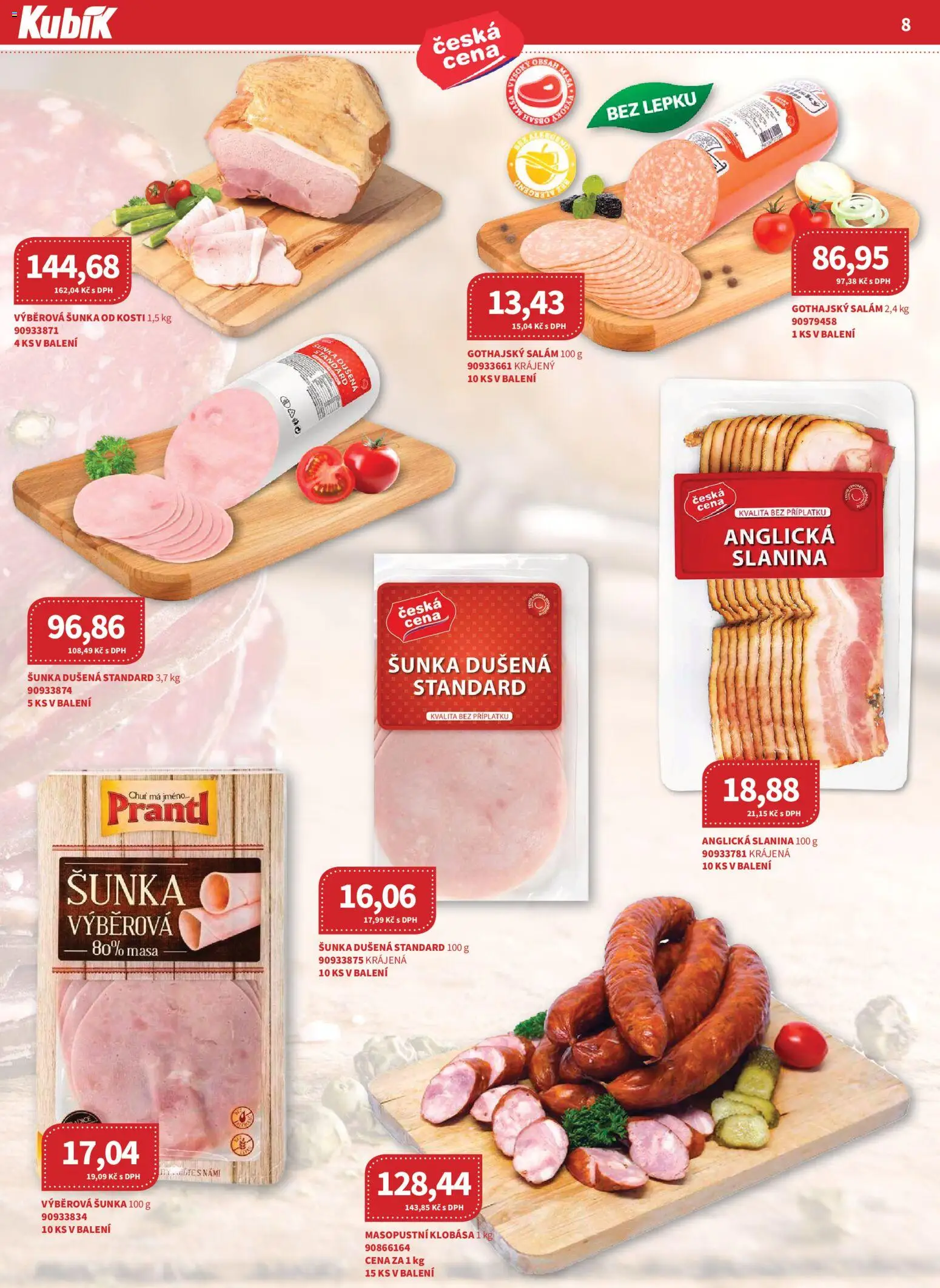 Kubík leták - Velkoobchod 05/2026 od 01.05.2026 | Strana: 8 | Produkty: Šunka od kosti, Klobása, Gothajský salám, Slanina