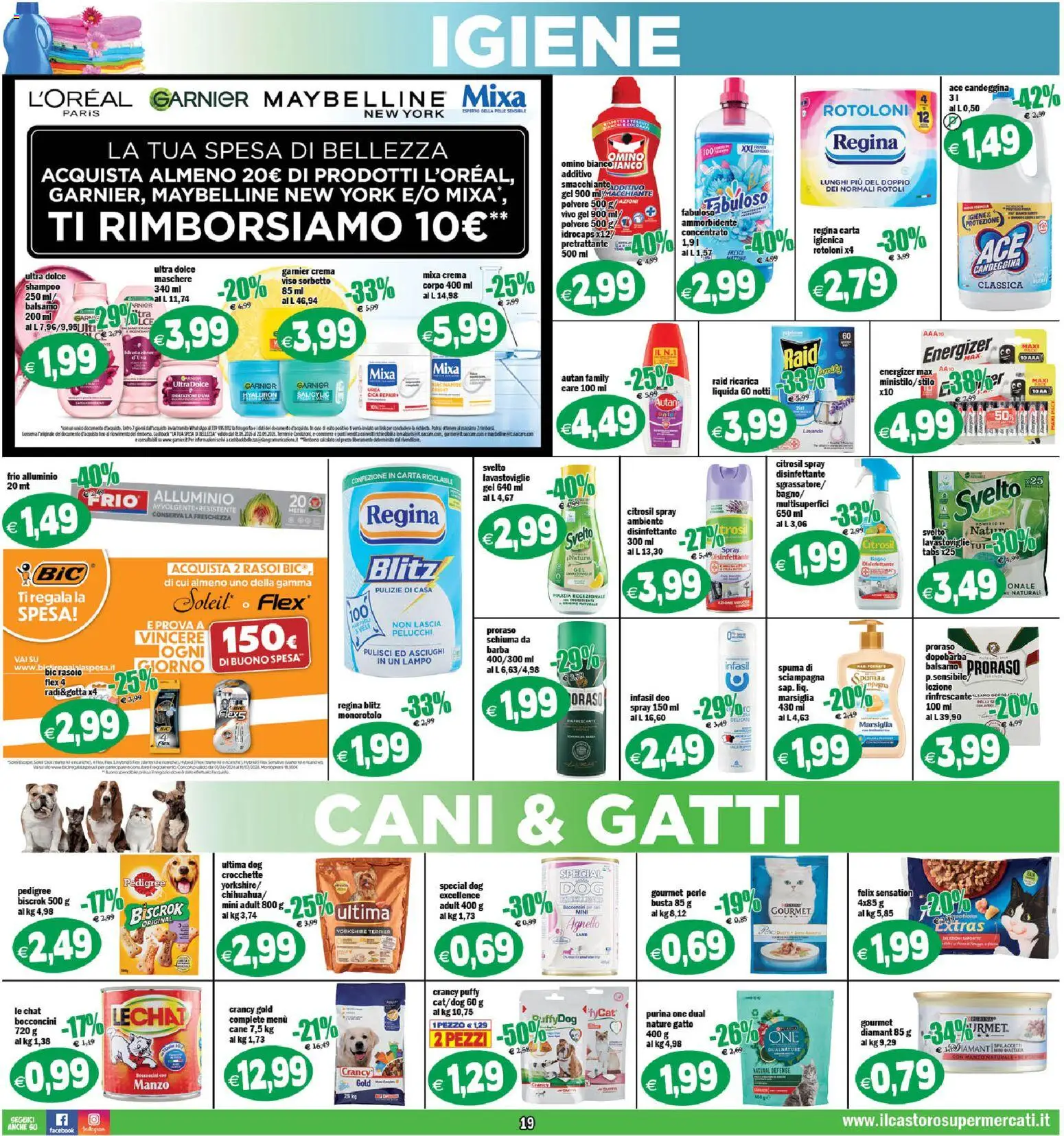 Volantino Il Castoro del 01/07/2026 | Pagina: 19 | Prodotti: Shampoo, Balsamo, Dopobarba, Candeggina