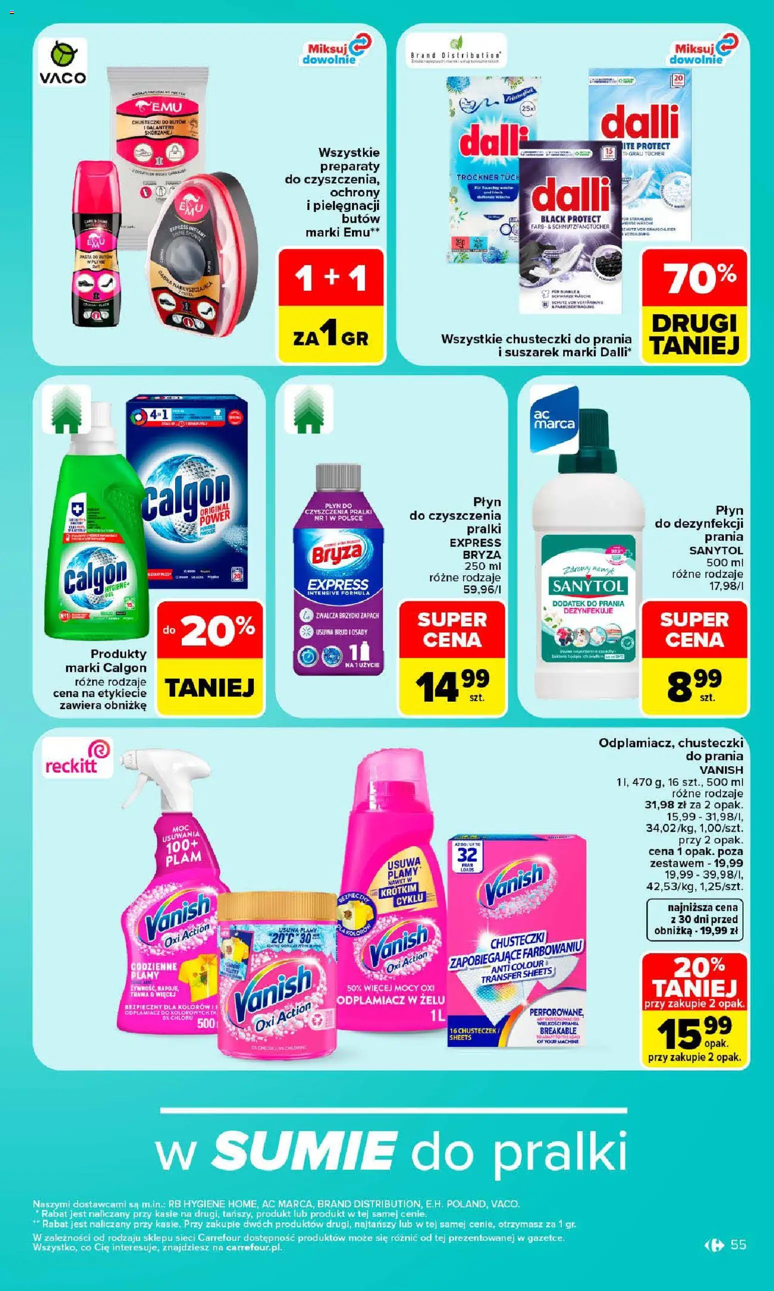 Carrefour gazetka od 19.10.2026 | Strona: 55 | Produkty: Vanish, Calgon, Dodatek do prania, Odplamiacz