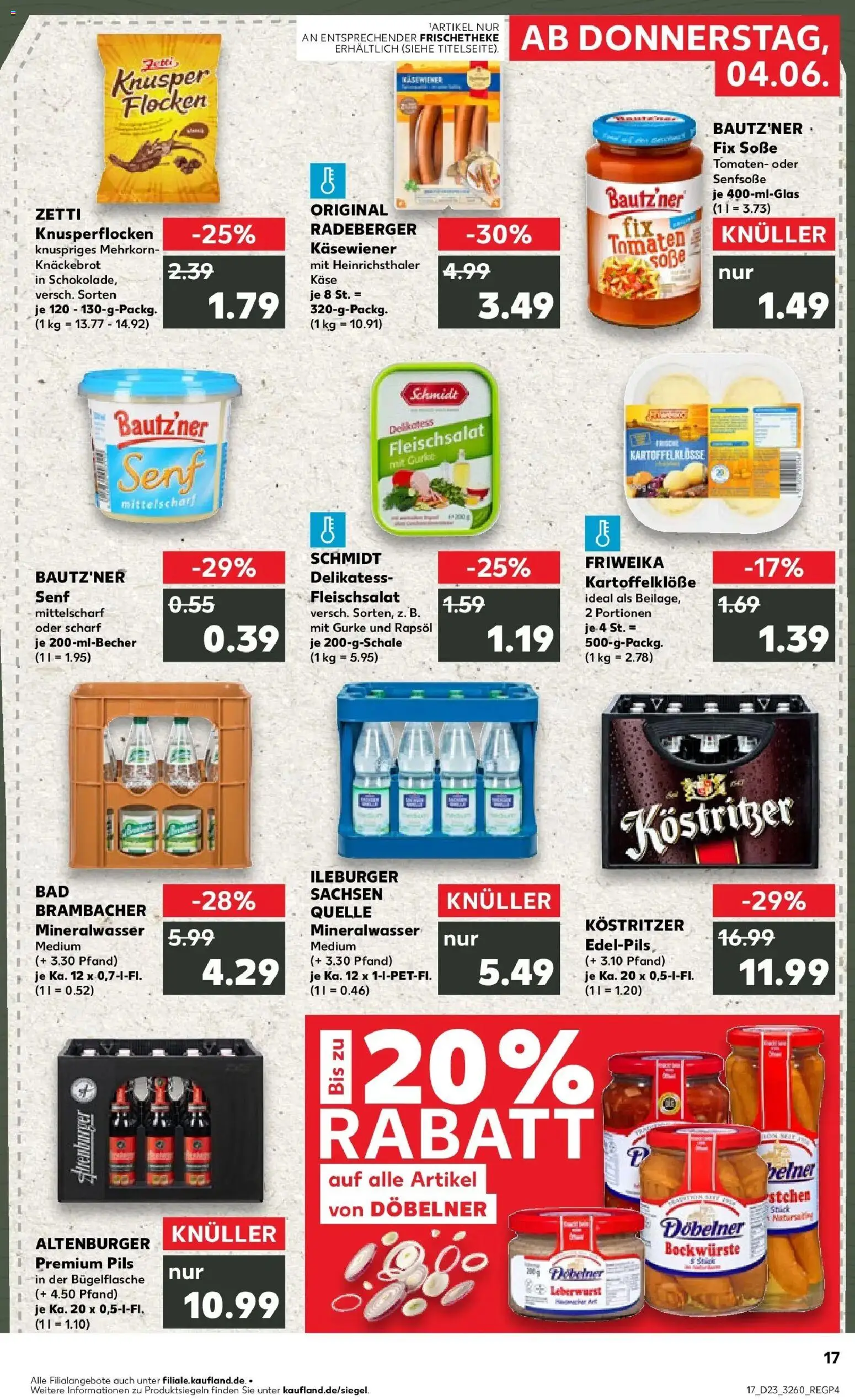 Kaufland Prospekt Meerane – gültig ab 04.06.2026 | Seite: 17 | Produkte: Kostritzer, Rapsöl, Soße, Flocken
