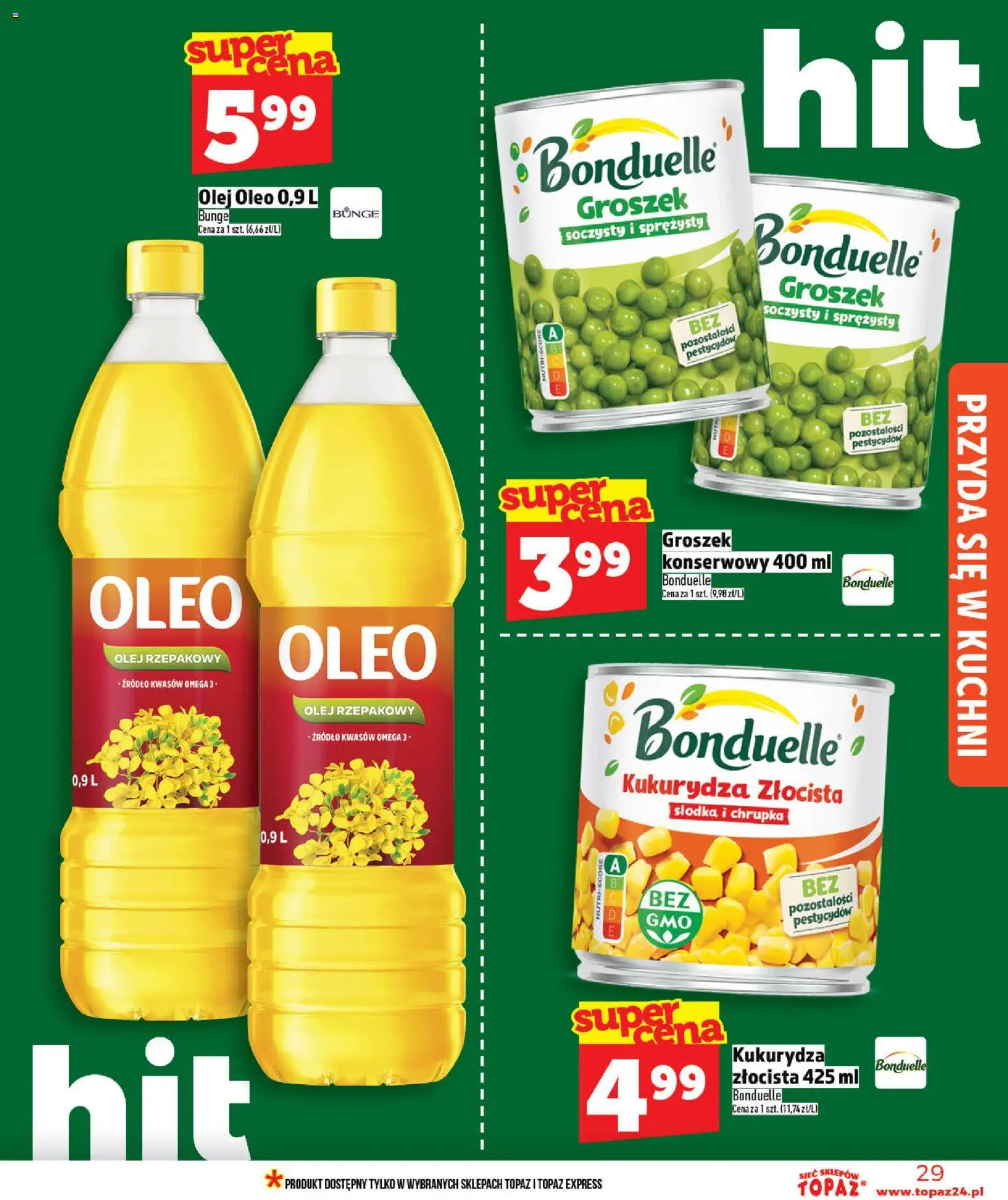 Topaz gazetka - MAZ od 14.05.2026 | Strona: 29 | Produkty: Groszek, Olej rzepakowy, Kukurydza, Olej