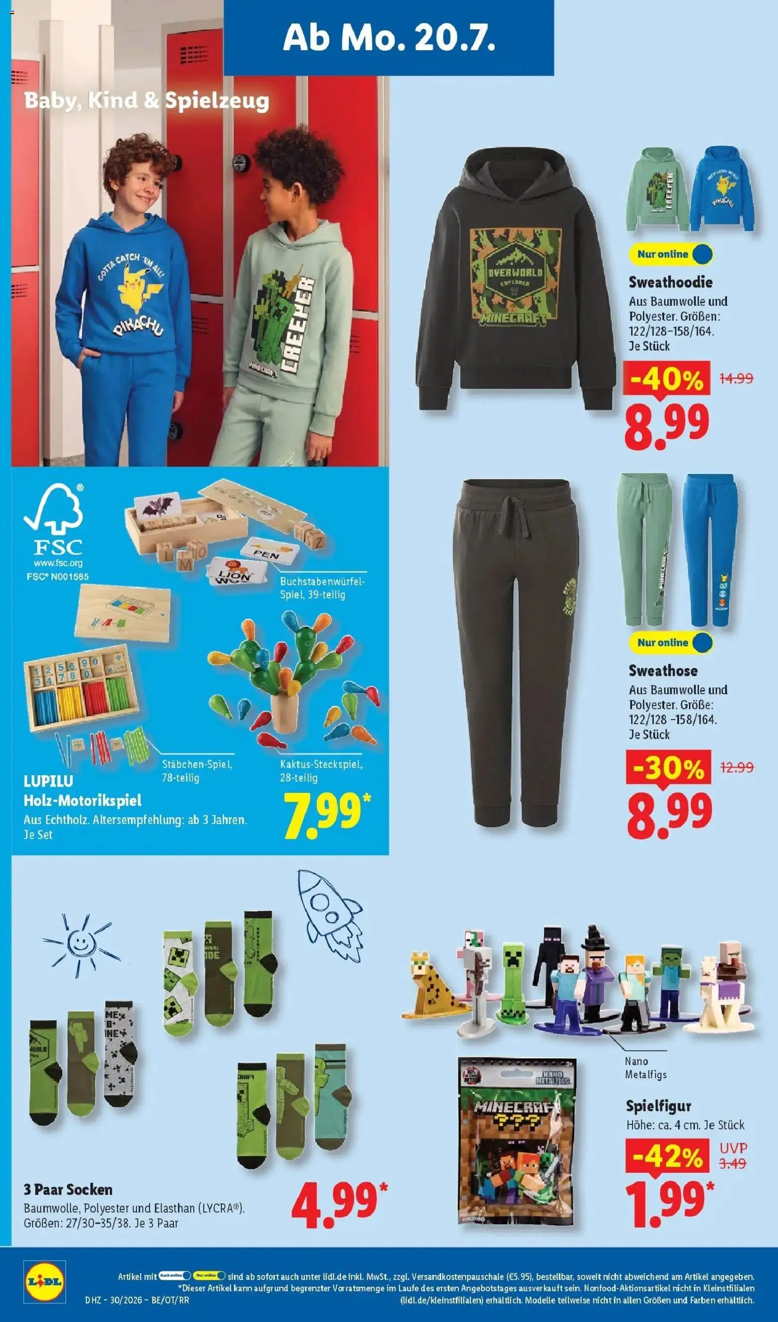 Lidl Prospekt Senftenberg – gültig ab 20.07.2026 | Seite: 34 | Produkte: Sweathose, Hoodie, Socken