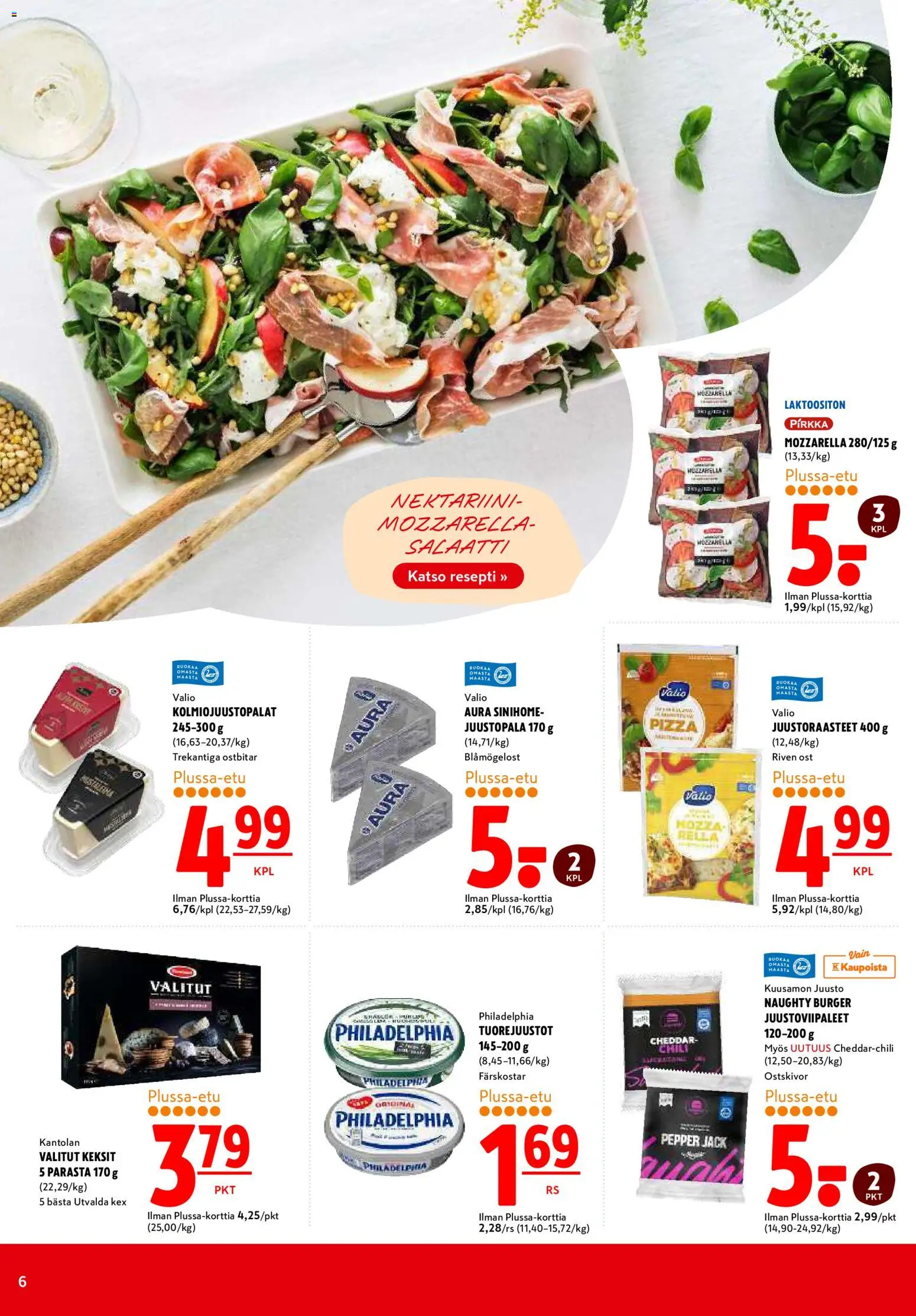 K-Citymarket tarjoukset – voimassa 11.06.2026 alkaen | Sivu: 6 | Tuotteet: Nektariini, Cheddar, Pizza, Salaatti