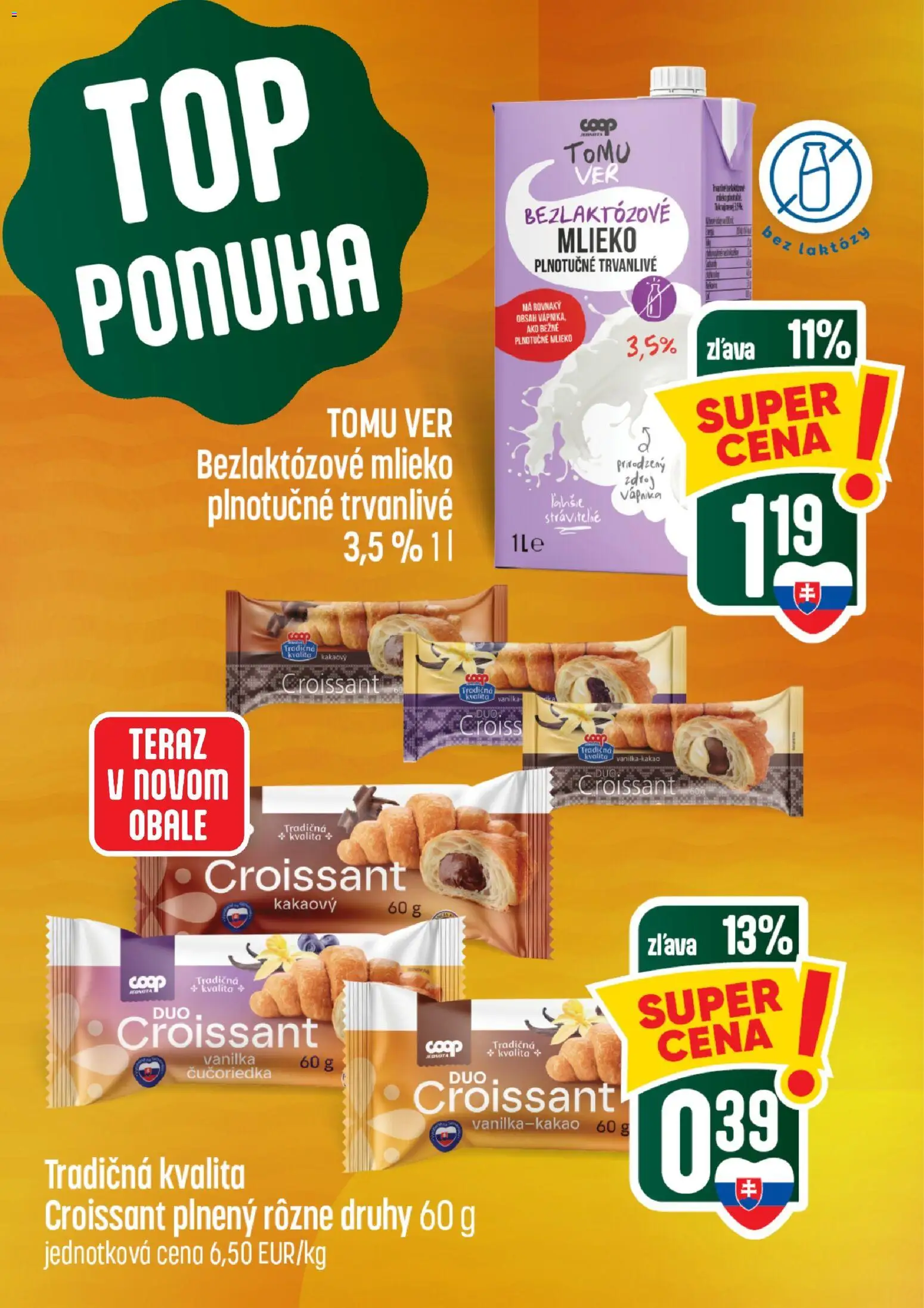 Nové COOP Jednota akcie – leták je platný od 13.08.2026 | Strana: 3 | Produkty: Mlieko, Mlieko bez laktózy, Bezlaktózové mlieko, Vanilka