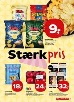 Änglamark økologiske æbler, Udenlandske, kl. I. Bakke med 6 stk. 6 stk.-pris 4,00. 1 bakke. gyldig fra 02/07/2026 | Side: 3 | Produkter: Chokolade, Æbler, Chips, Cookies