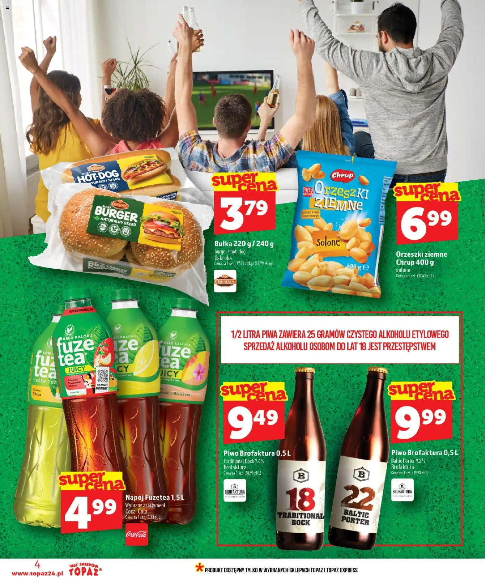 Topaz gazetka - MAZ od 11.06.2026 | Strona: 4 | Produkty: Bułka, Orzeszki ziemne, Piwo