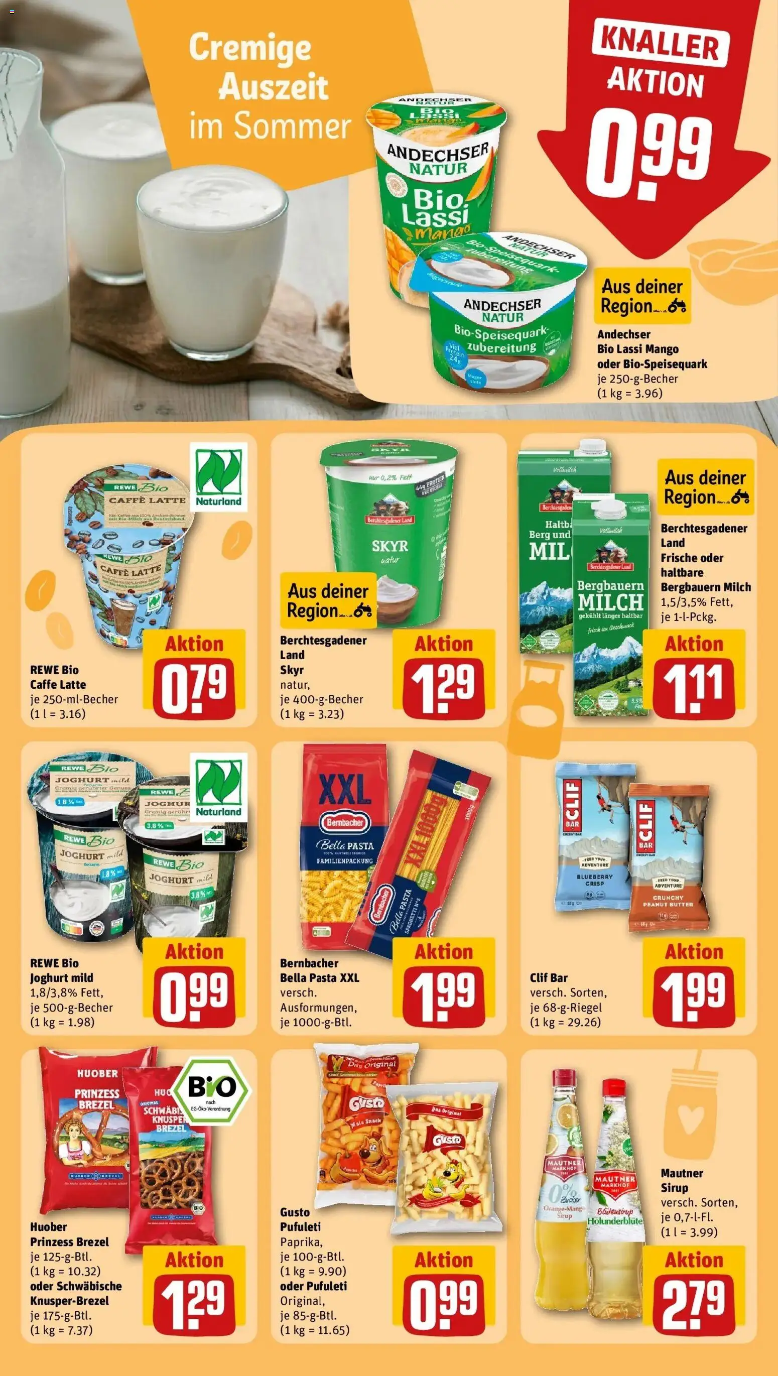 REWE Prospekt ab 17.08.2026 zum Blättern » Angebote | Seite: 18 | Produkte: Milch, Spaghetti, Zucker, Mango