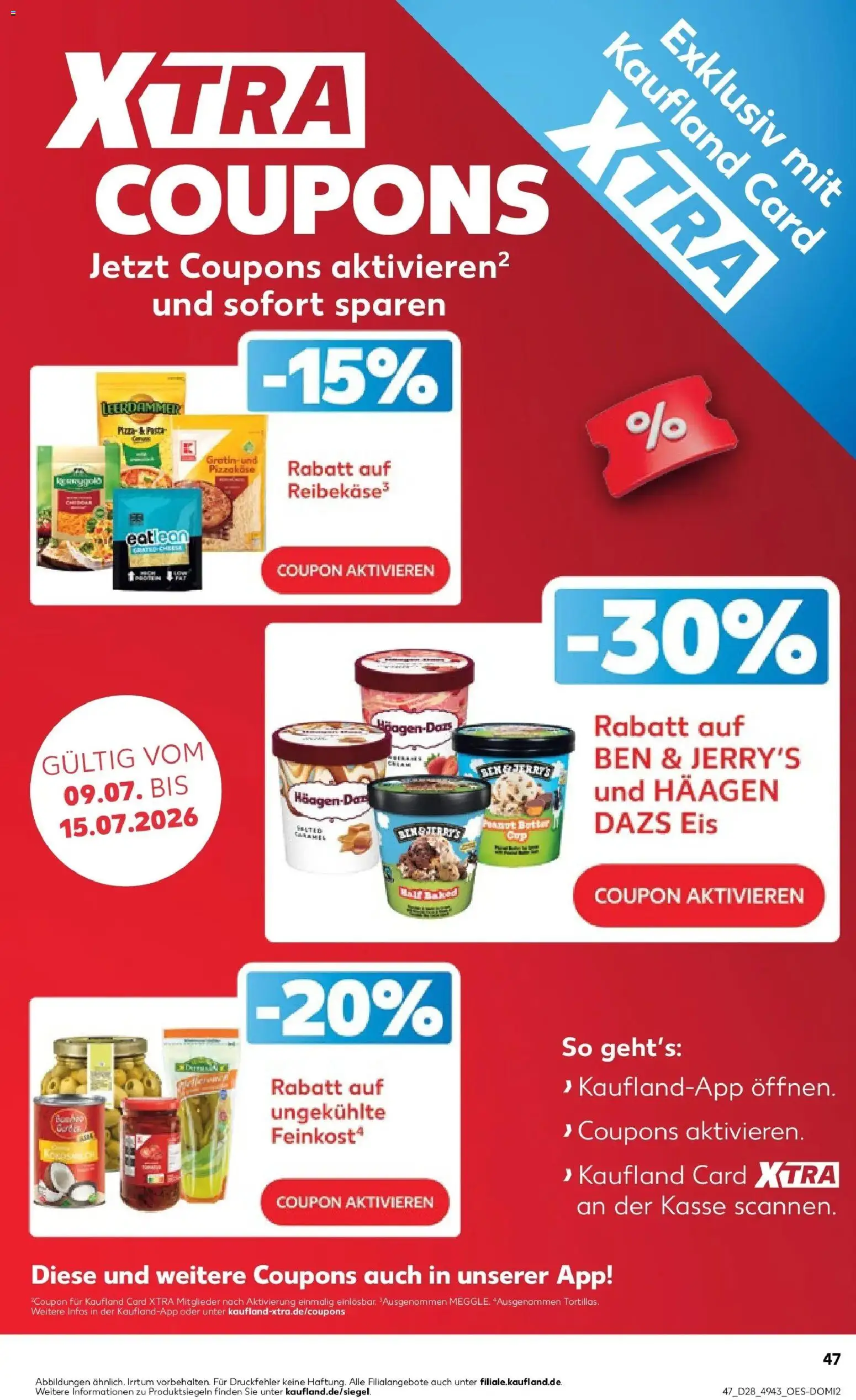 Kaufland Prospekt Mainz – gültig ab 09.07.2026 | Seite: 47 | Produkte: Butter, Leerdammer, Ben & Jerry's, Pizza