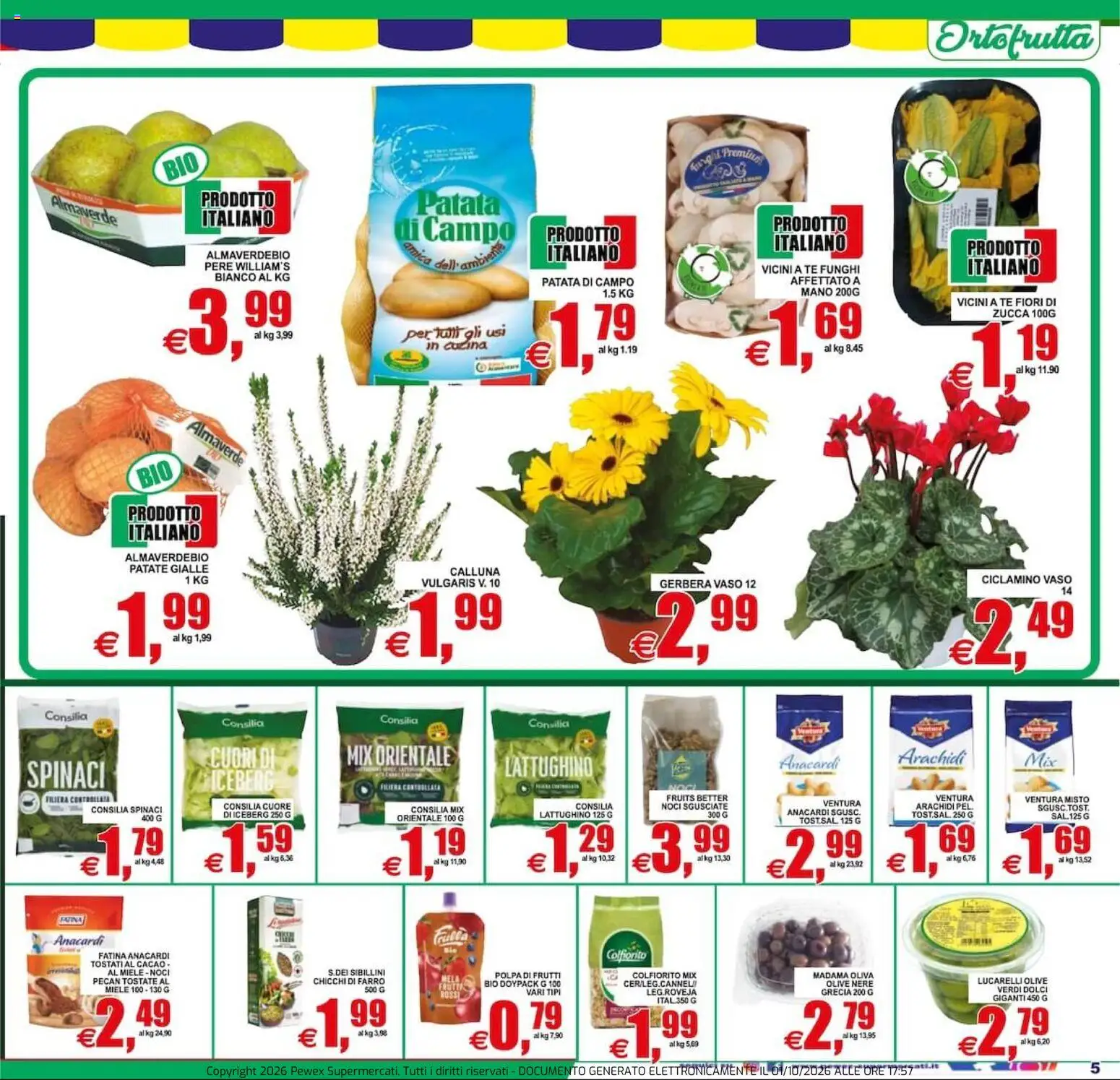 Volantino Pewex del 02/10/2026 | Pagina: 5 | Prodotti: Frutta, Spinaci, Arachidi, Miele