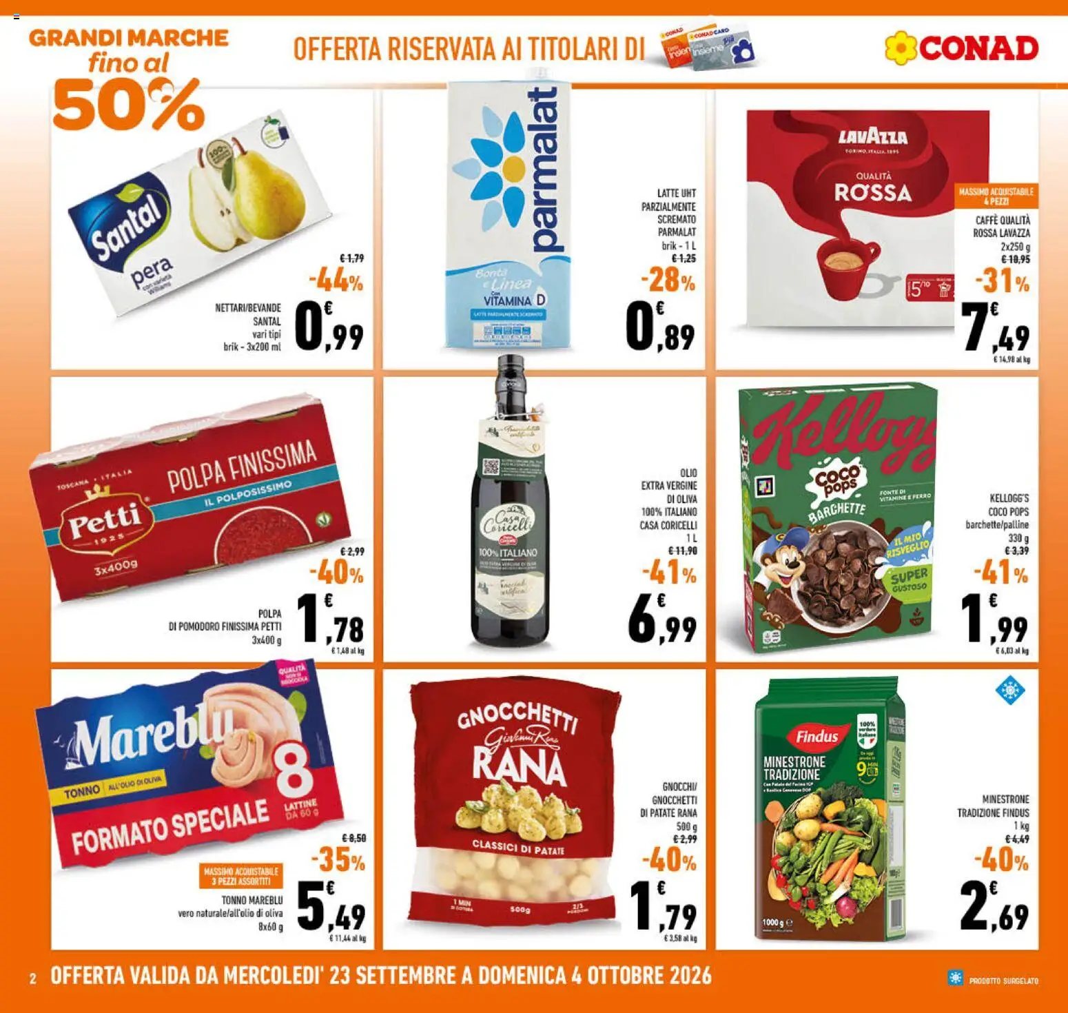 Volantino Conad del 23/09/2026 | Pagina: 2 | Prodotti: Caffè, Patate, Tonno, Lavazza