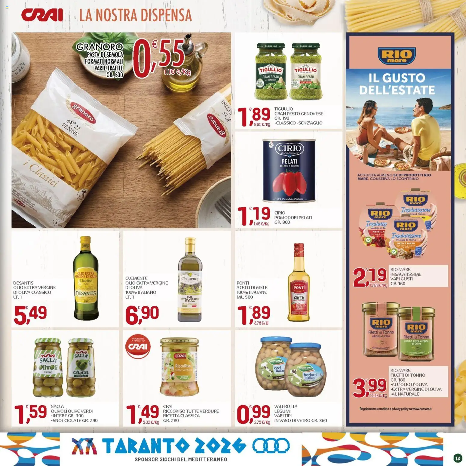Volantino CRAI del 20/08/2026 | Pagina: 13 | Prodotti: Mele, Granoro, Olio extra vergine, Semola