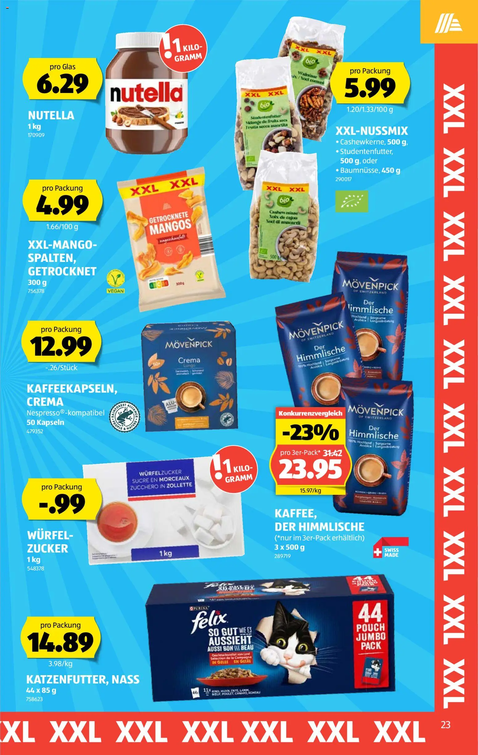 Aldi aktionen – gültig ab 20.08.2026 | Seite: 23 | Produkte: Nutella, Glas, Mango, Zucker