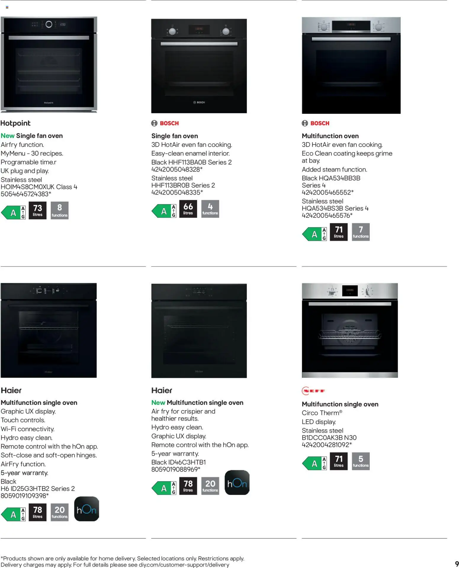 {H1} | Page: 9 | Products: Oven, Fan