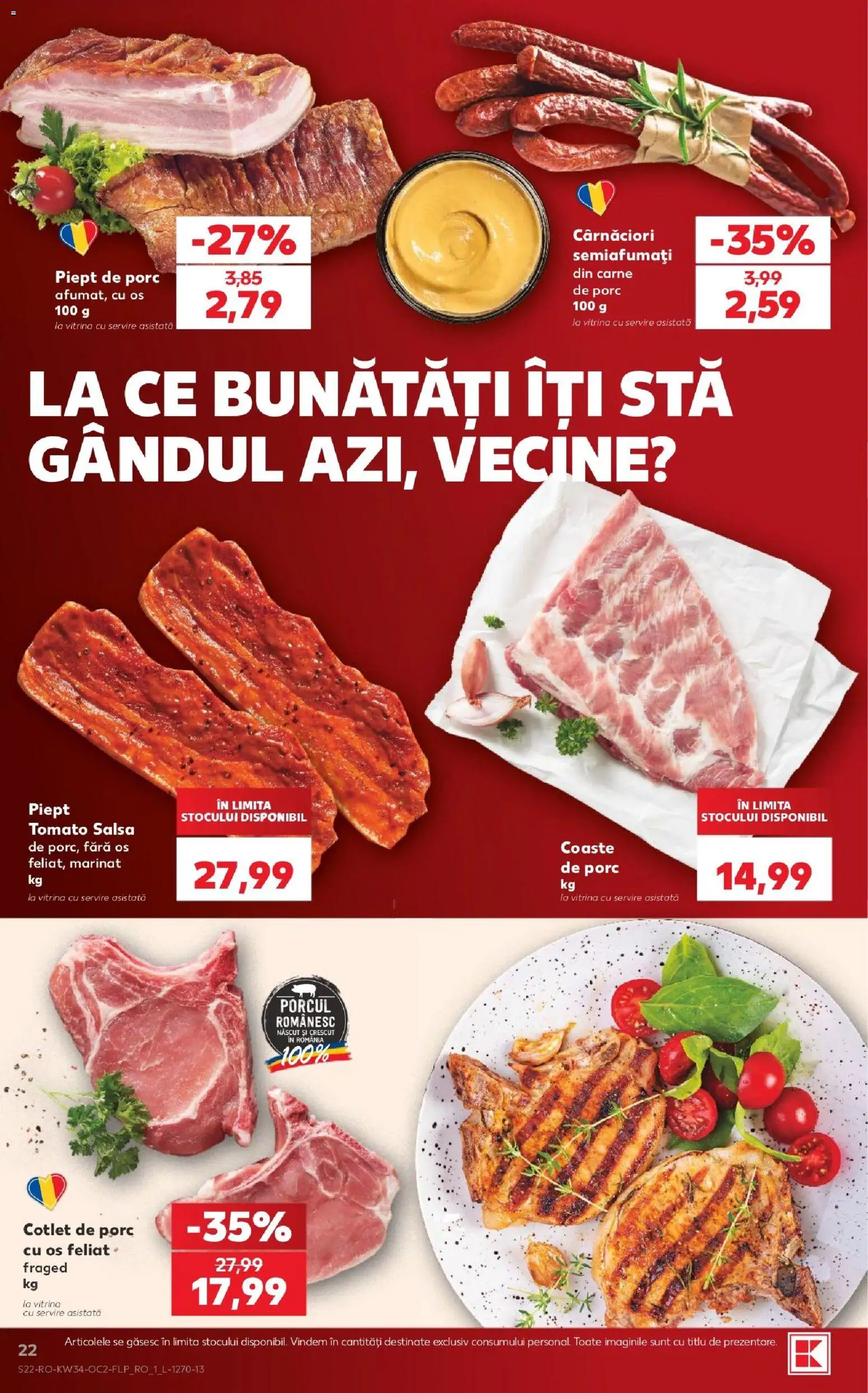 Noul catalog Kaufland – valabil de la 19.08.2026 | Pagină: 22 | Produse: Cotlet, Vitrină, Piept de Porc