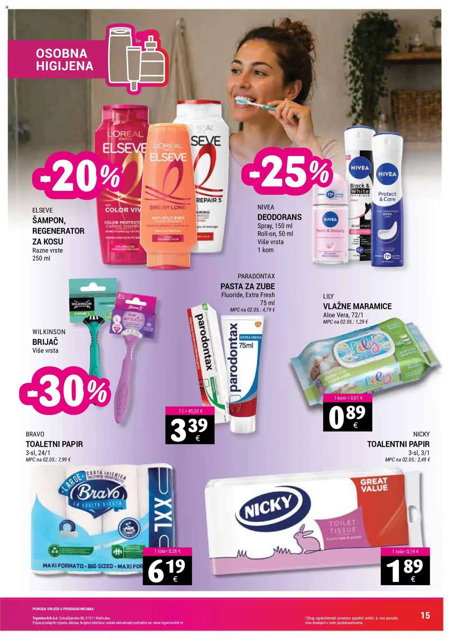 Trgovina Krk katalog | vrijedi od 02.05.2026 | Stranica: 15 | Proizvodi: Regenerator, Toaletni papir, Pasta, Parodontax