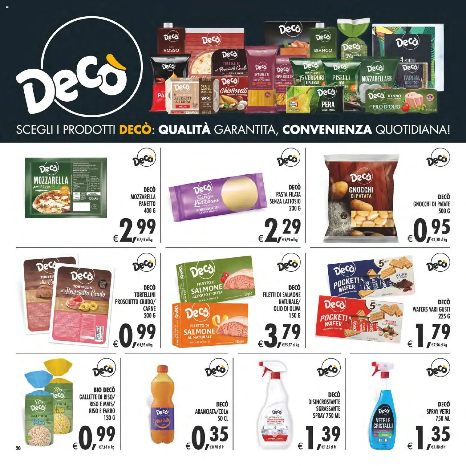 Volantino Decò del 28.04.2026 | Pagina: 20 | Prodotti: Salmone, Pera, Mais, Gnocchi