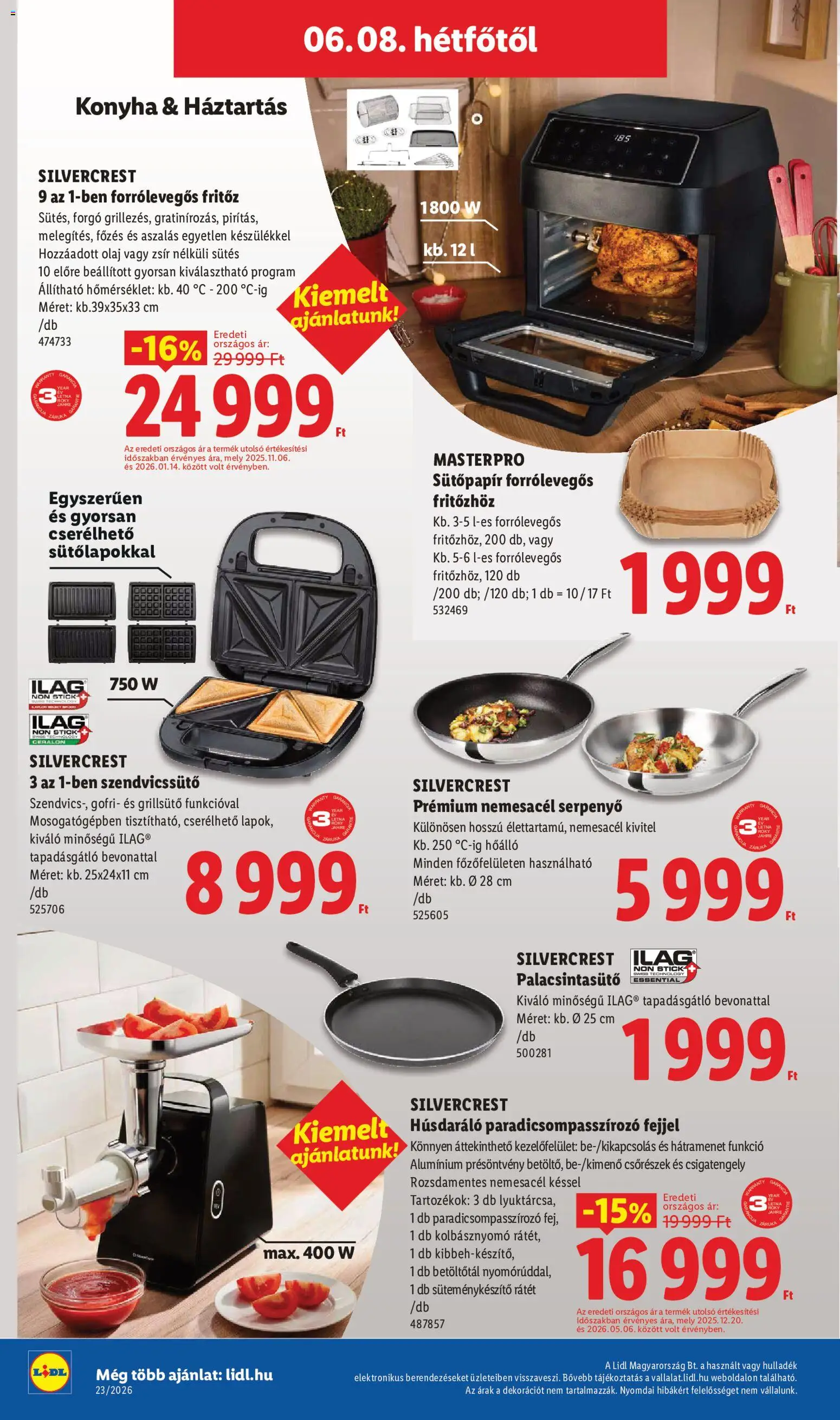 Lidl akciós ujság - amely érvényes a következő dátumtól: 04.06.2026 | Oldal: 26 | Termékek: Grillsütő, Paradicsompasszírozó, Húsdaráló, Olaj
