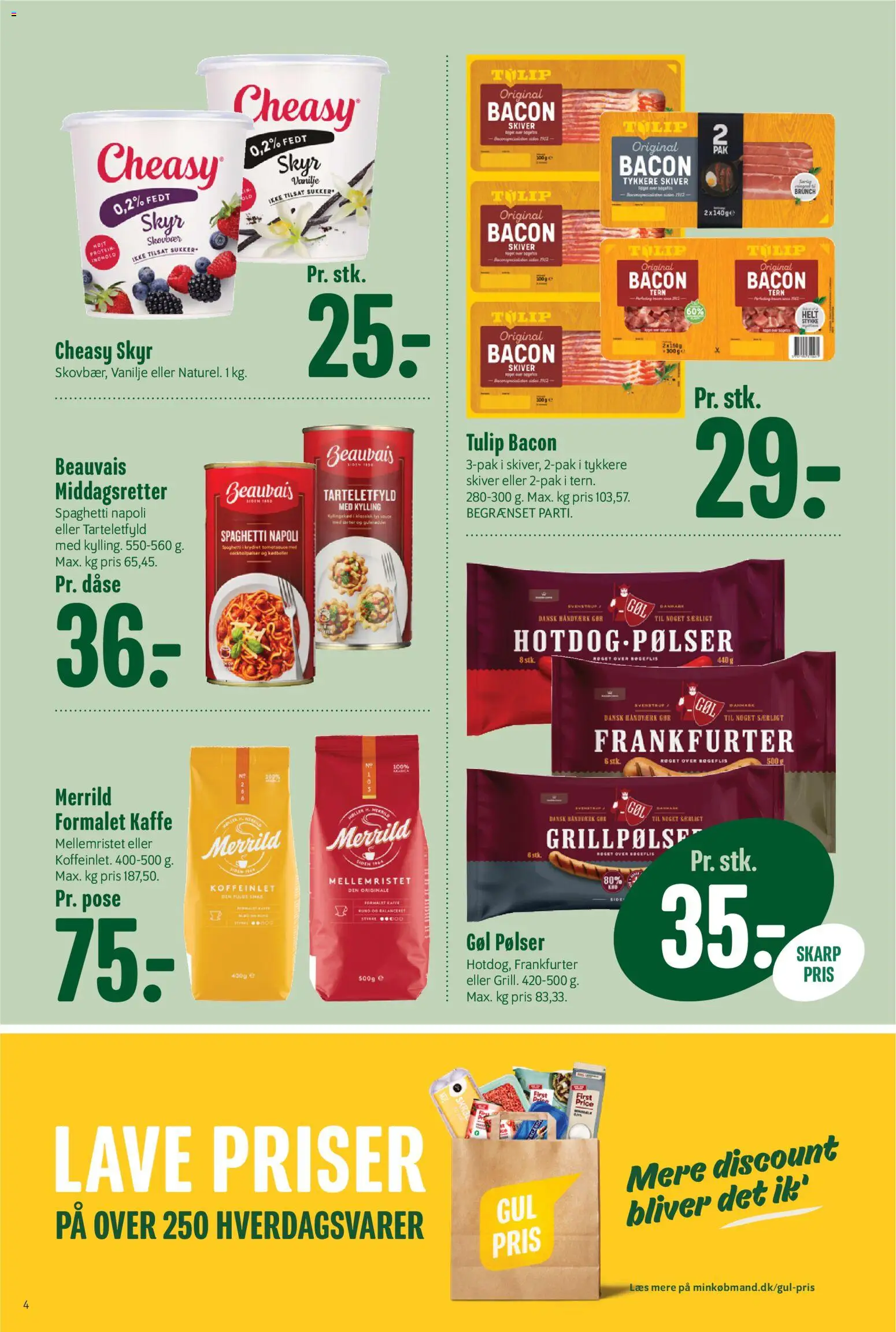 Min Købmand tilbudsavis – gyldig fra 17.04.2026 | Side: 4 | Produkter: Kaffe, Pølser, Sukker, Vanilje