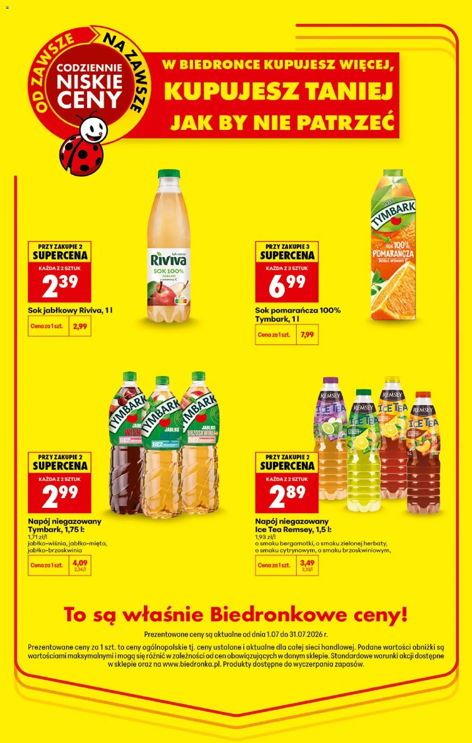 Biedronka gazetka od czwartku od 23.07.2026 | Strona: 29 | Produkty: Brzoskwinia, Sok pomarańczowy, Ice Tea, Sok