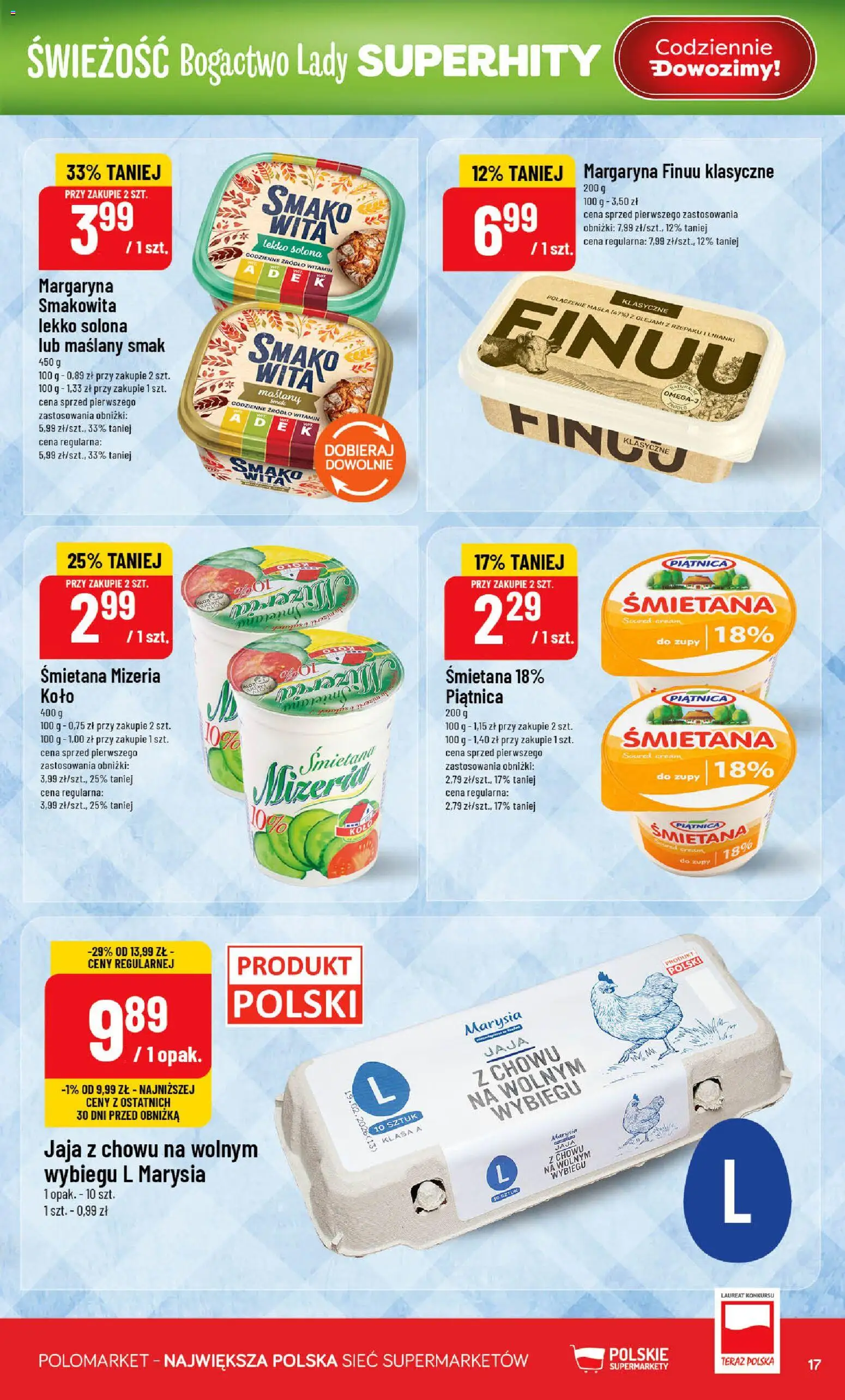 POLOmarket gazetka od 13.05.2026 | Strona: 17 | Produkty: Margaryna, Śmietana, Jaja