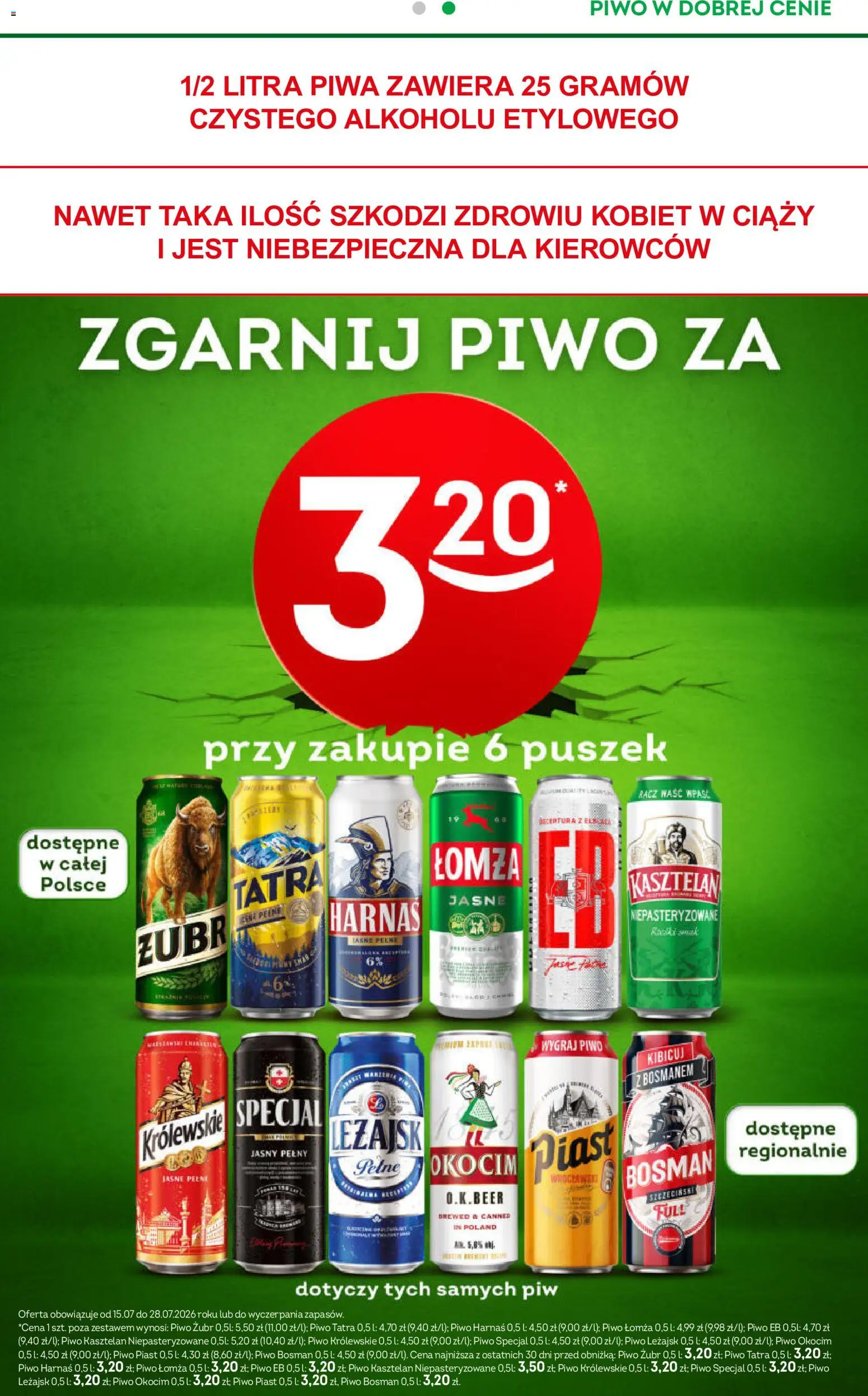 Żabka gazetka od 15.07.2026 | Strona: 53 | Produkty: Piwo kasztelan, Piwo Harnaś, Piwo Królewskie, Piwo