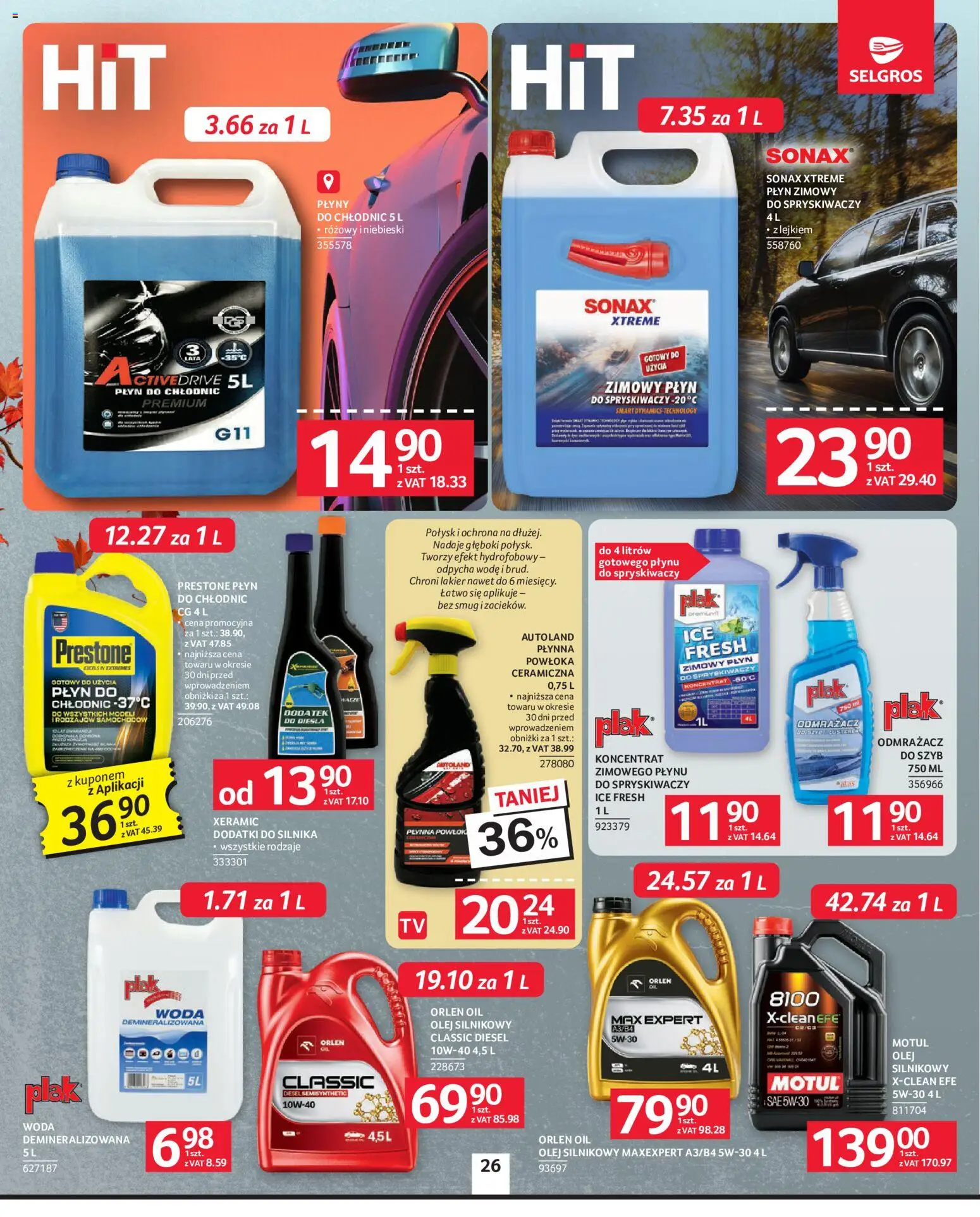 Selgros cash&carry gazetka - Oferta przemysłowa od 22.10.2026 | Strona: 28 | Produkty: Płyn zimowy, Olej silnikowy, Olej, Woda