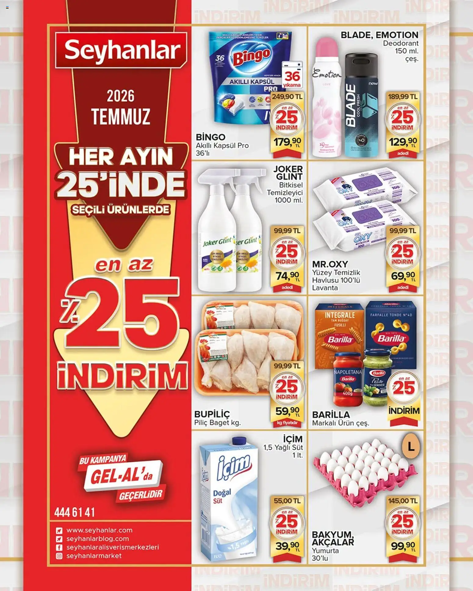 Seyhanlar Market Katalog - 25 Temmuz 2026 tarihinden itibaren geçerlidir | Sayfa: 1 | Ürünler: Deodorant, Süt, Yumurta, Piliç