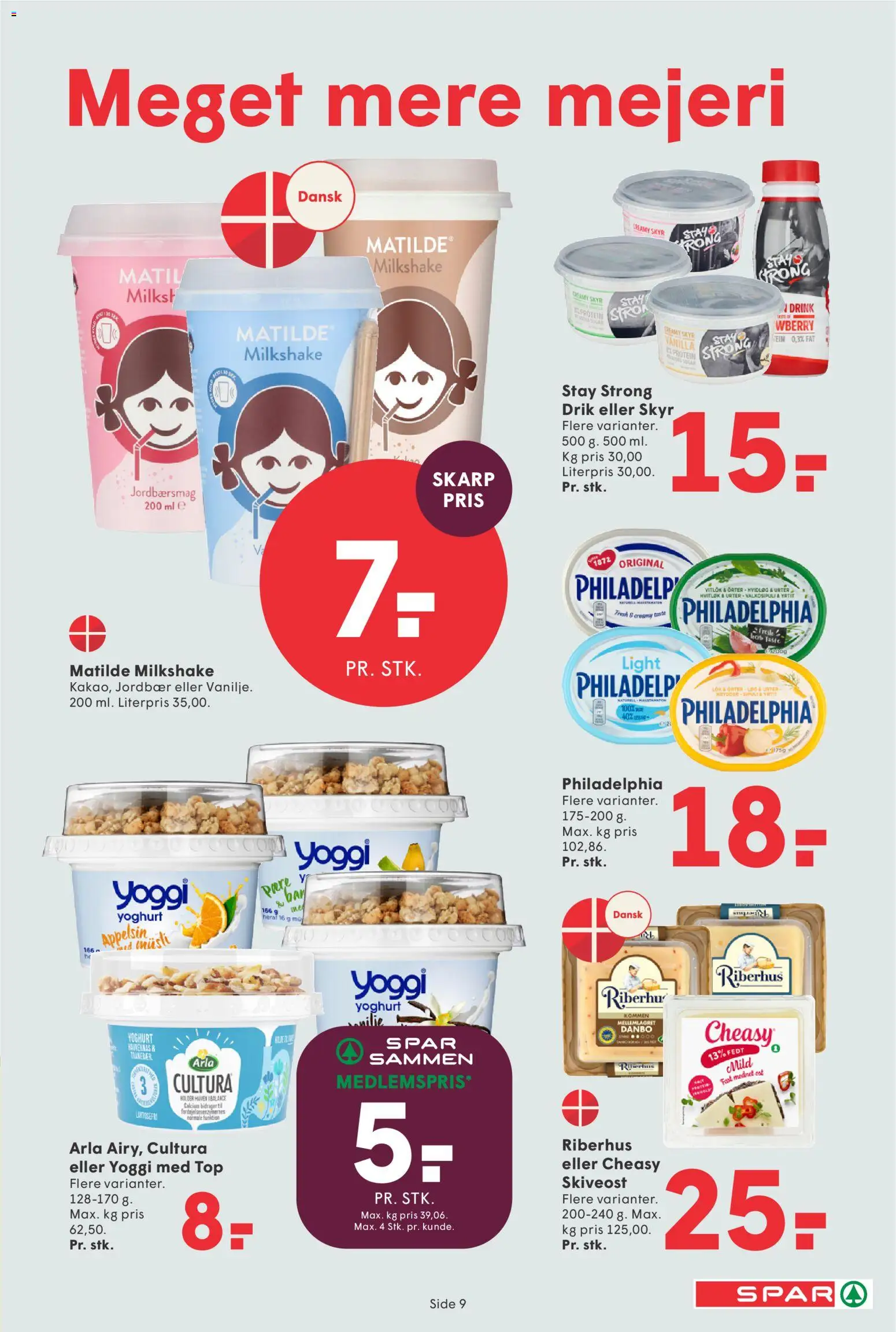 Spar tilbudsavis – gyldig fra 08.05.2026 | Side: 9 | Produkter: Skyr, Milkshake, Hvidløg, Skiveost