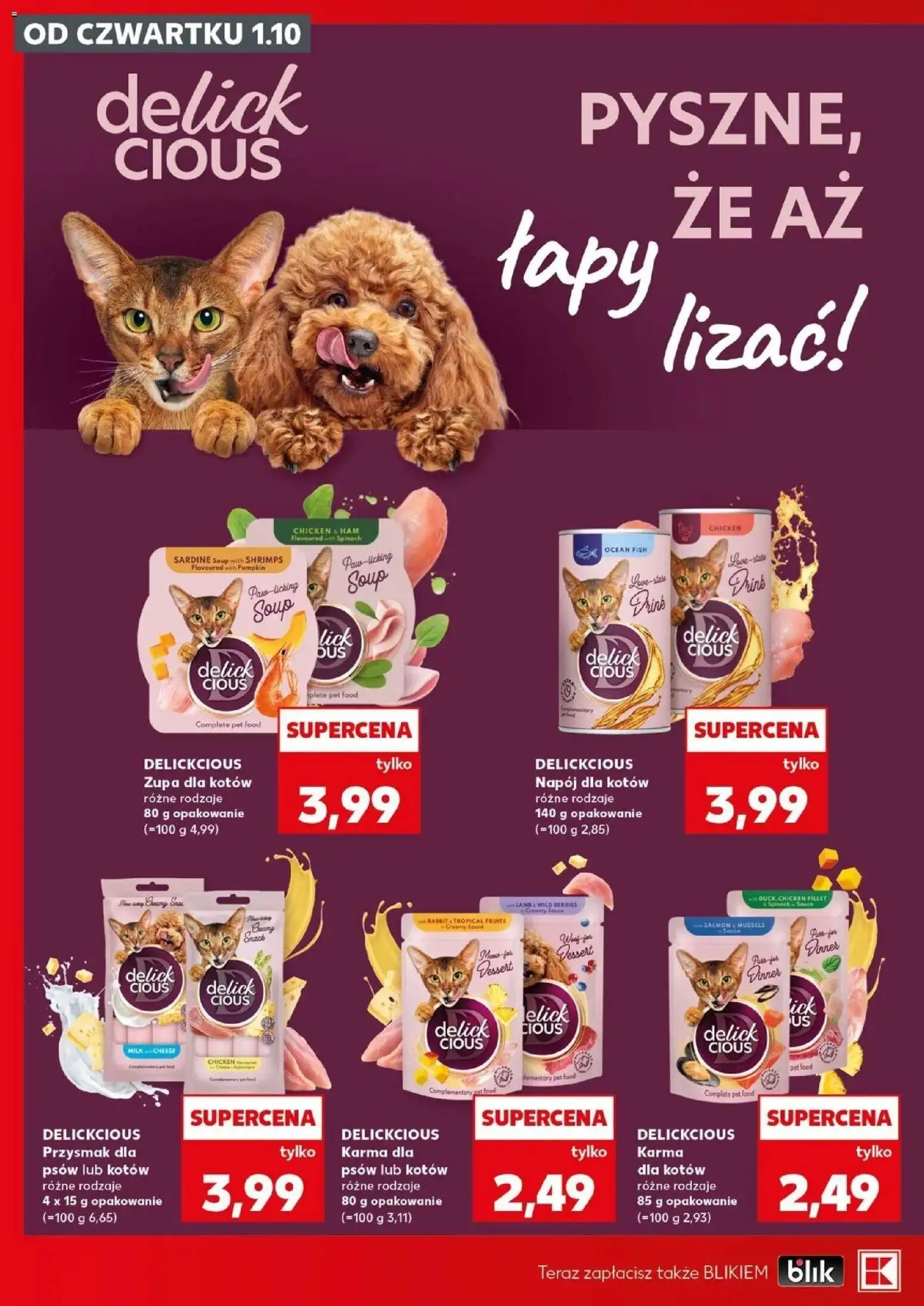 Kaufland gazetka - Zwierzaki od 01.10.2026 - od jutra PDF | Strona: 4 | Produkty: Karma dla kotów, Zupa, Karma dla psów, Karma