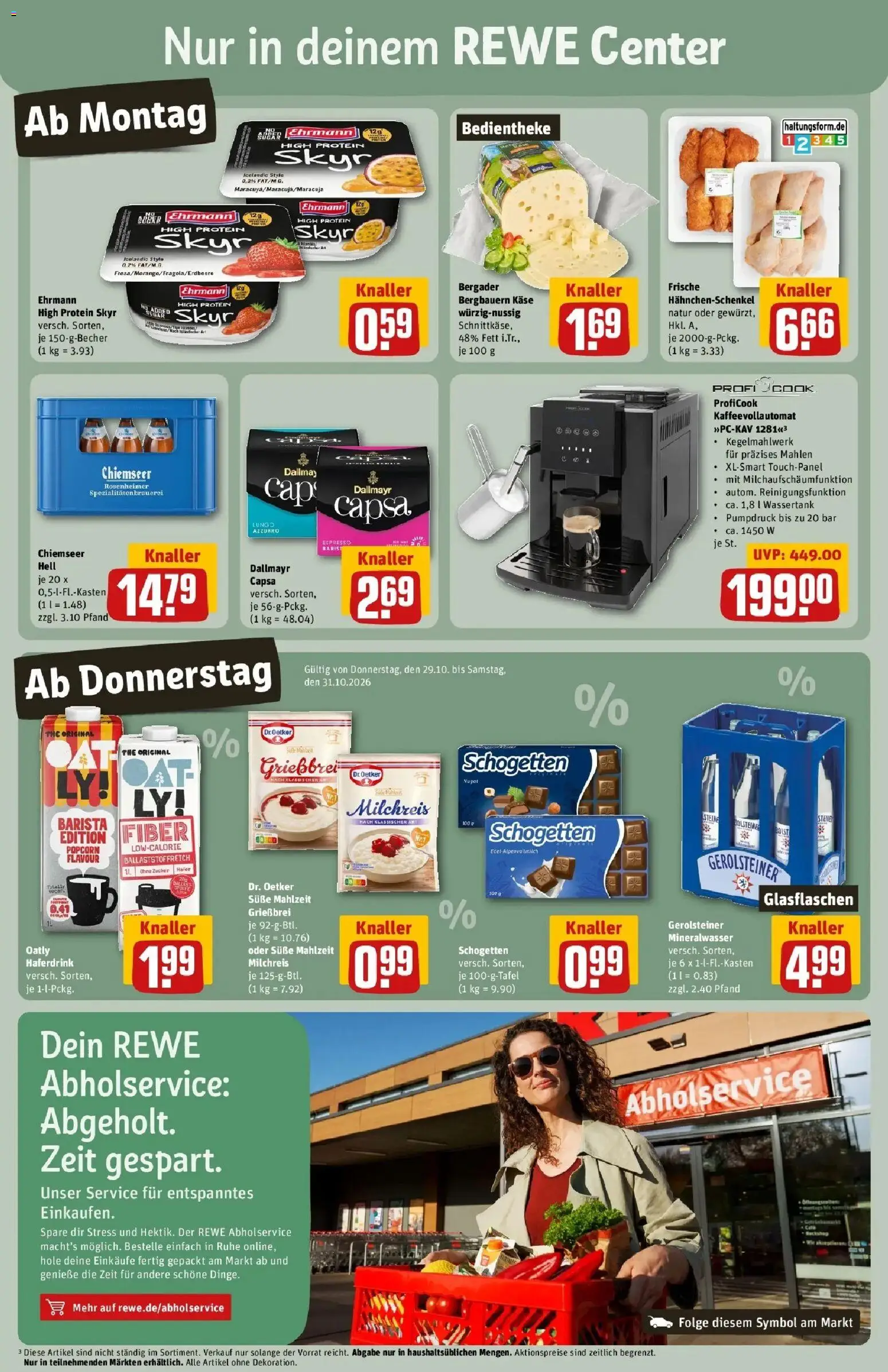 REWE Prospekt ab 26.10.2026 zum Blättern » Angebote | Seite: 3 | Produkte: Käse, Skyr, Schogetten, Kaffeevollautomat