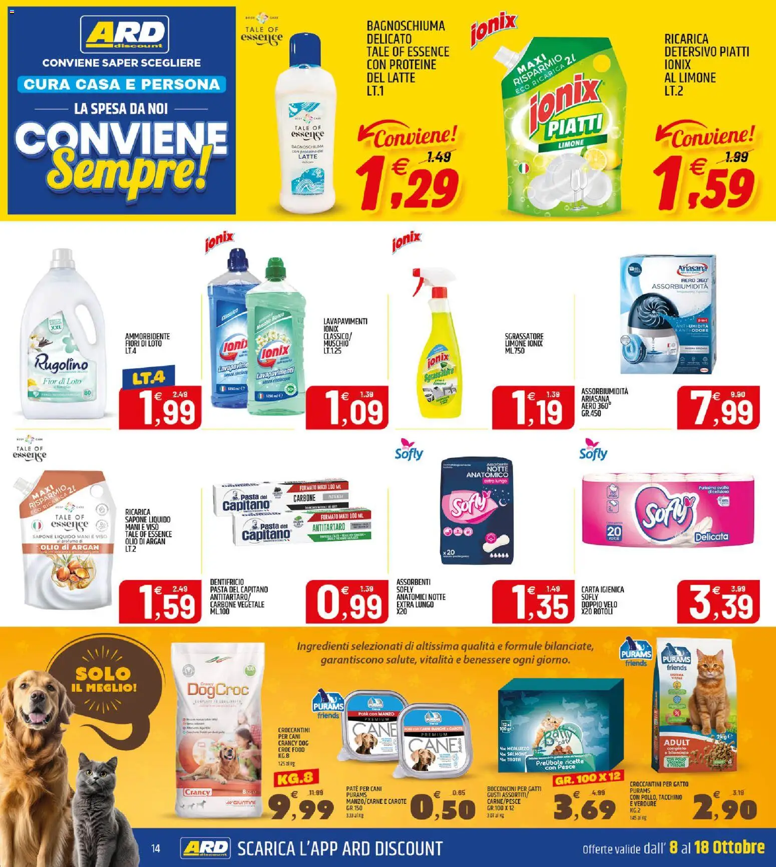 Volantino ARD Discount del 08/10/2026 | Pagina: 14 | Prodotti: Sapone, Manzo, Merluzzo, Latte