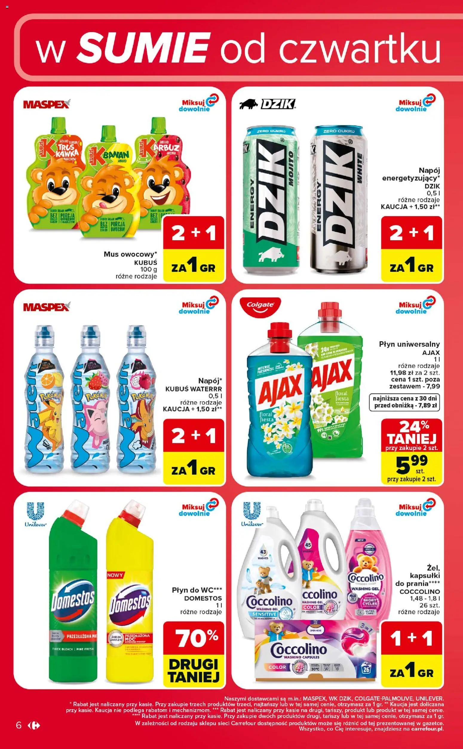 Carrefour gazetka - Weekend okazji od 06.08.2026 | Strona: 6 | Produkty: Arbuz, Coccolino, Domestos