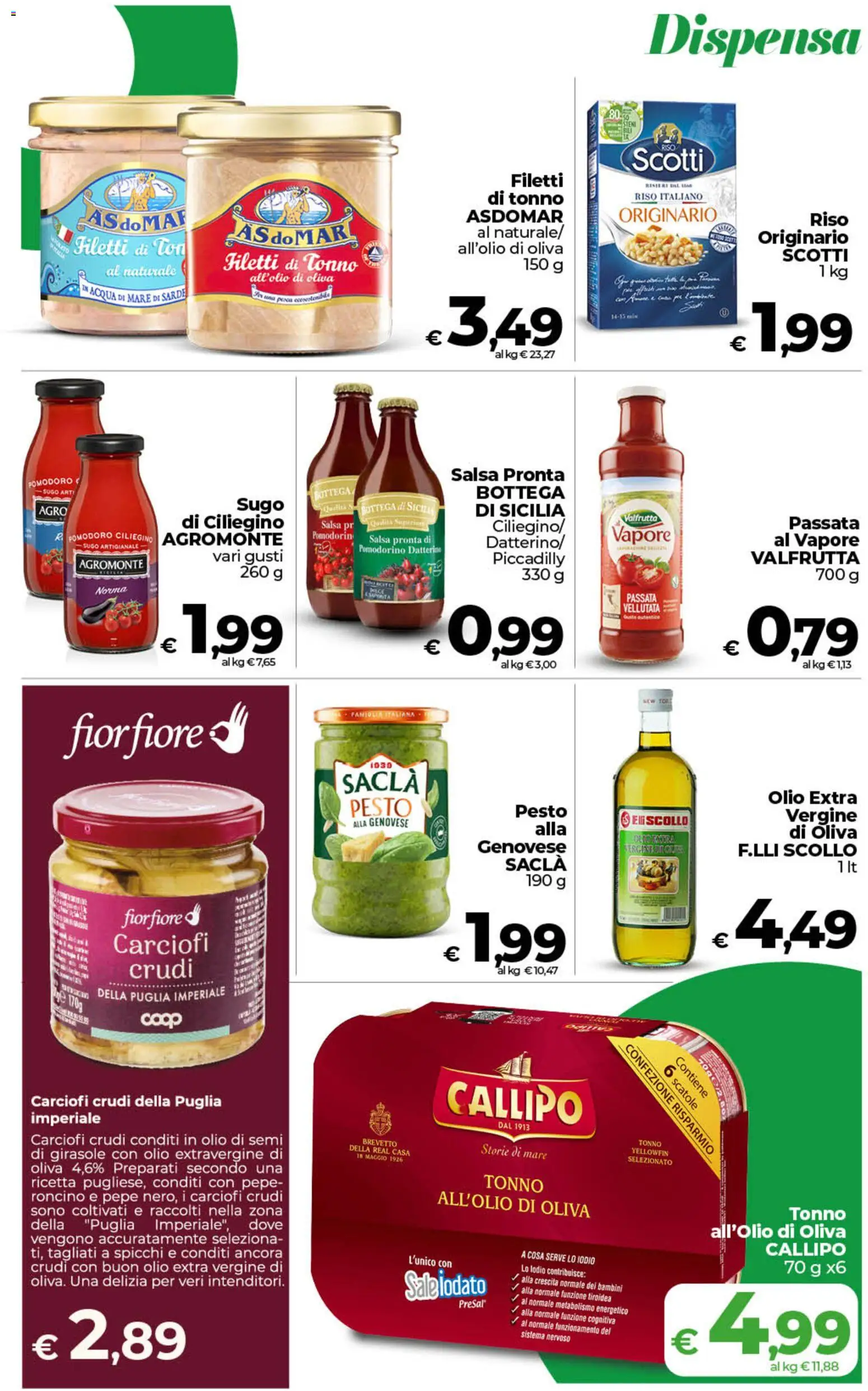 Volantino COOP del 01/09/2026 | Pagina: 19 | Prodotti: Acqua, Olio, Carciofi, Pesto