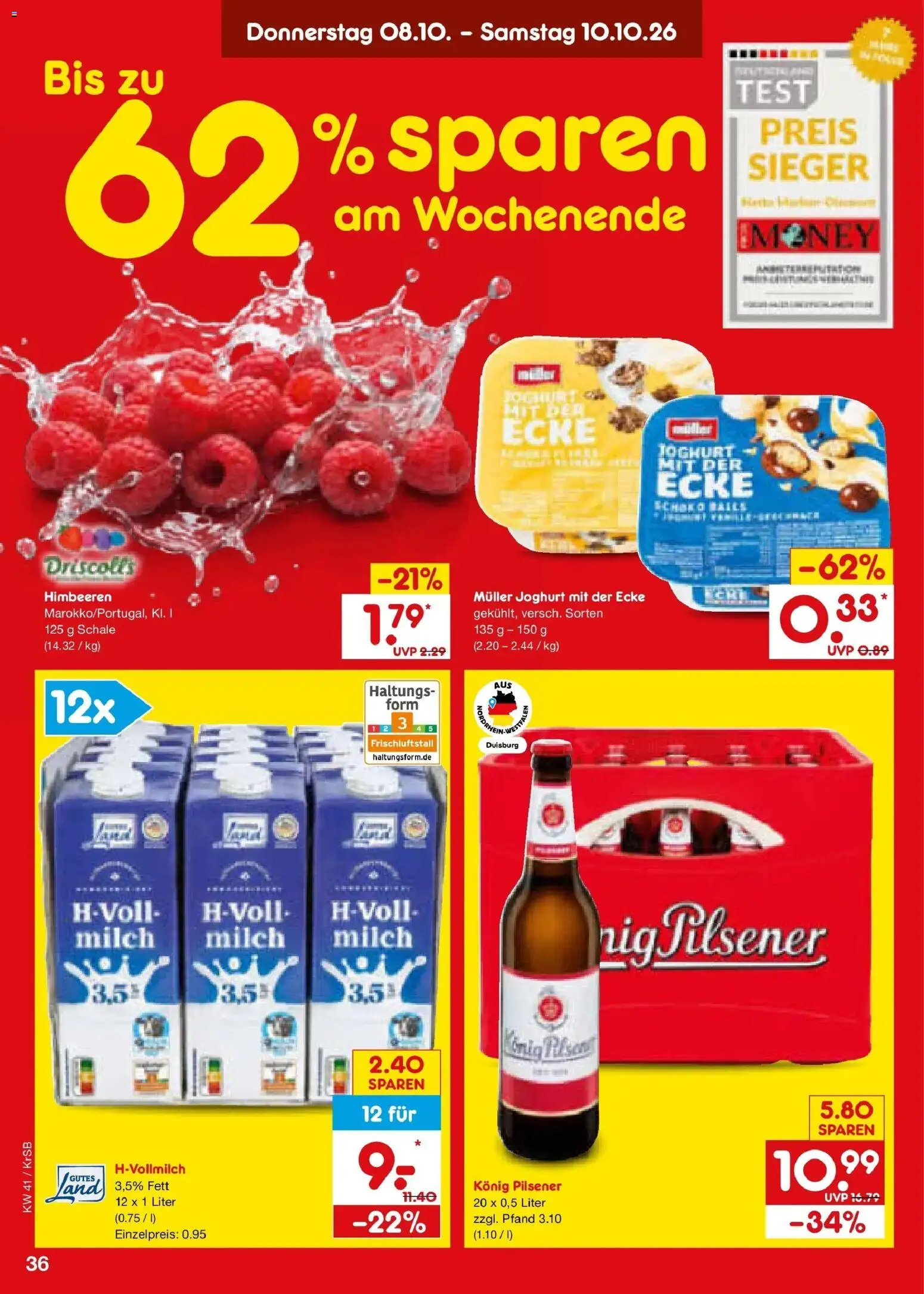 Netto Marken-Discount Prospekt Baesweiler (ab 05.10.2026) » Angebote | Seite: 46 | Produkte: Himbeeren, Konig pilsener, Milch, Joghurt