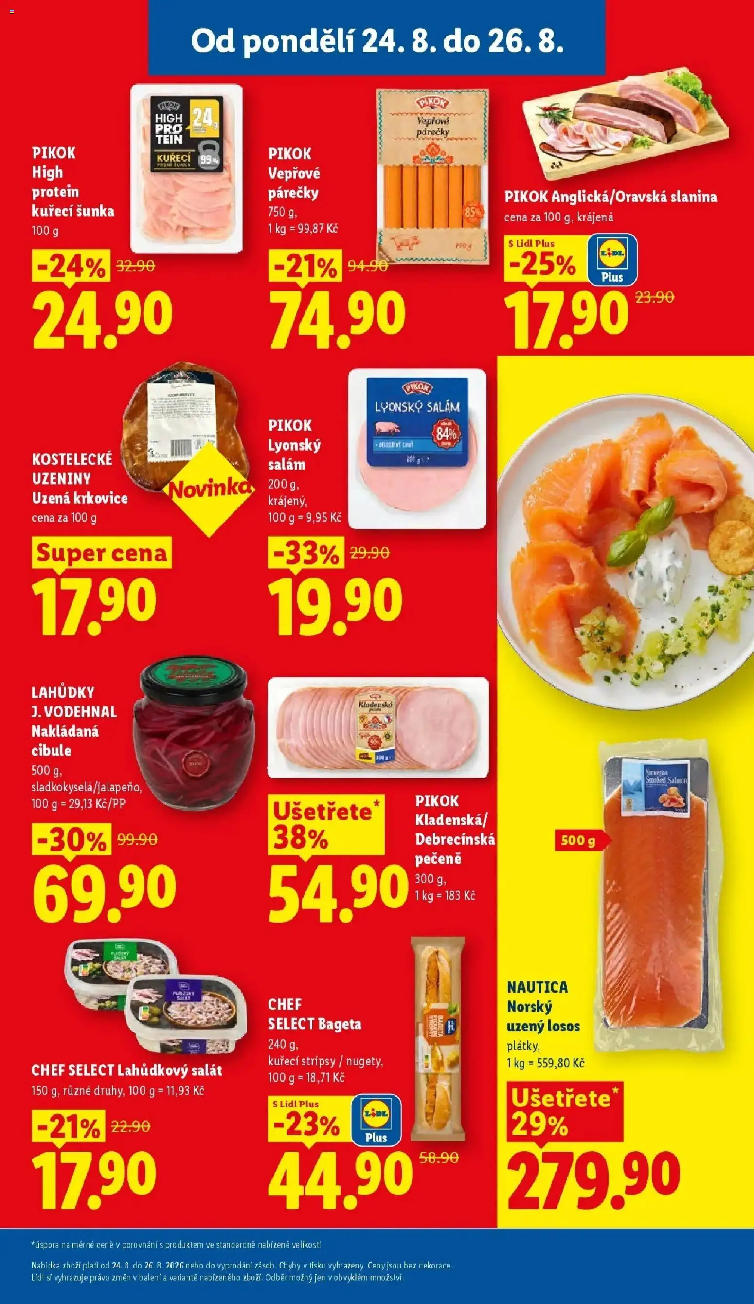 Lidl leták od 24.08.2026 - Nový akční leták | Strana: 25 | Produkty: Salám, Kuřecí stripsy, Slanina, Cibule