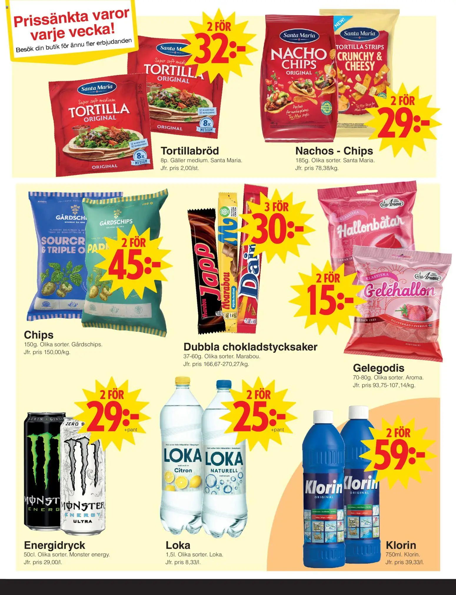 Matöppet reklamblad aktuell från 10/08/2026 | Sida: 3 | Produkter: Tortilla, Galler, Chips, Energidryck